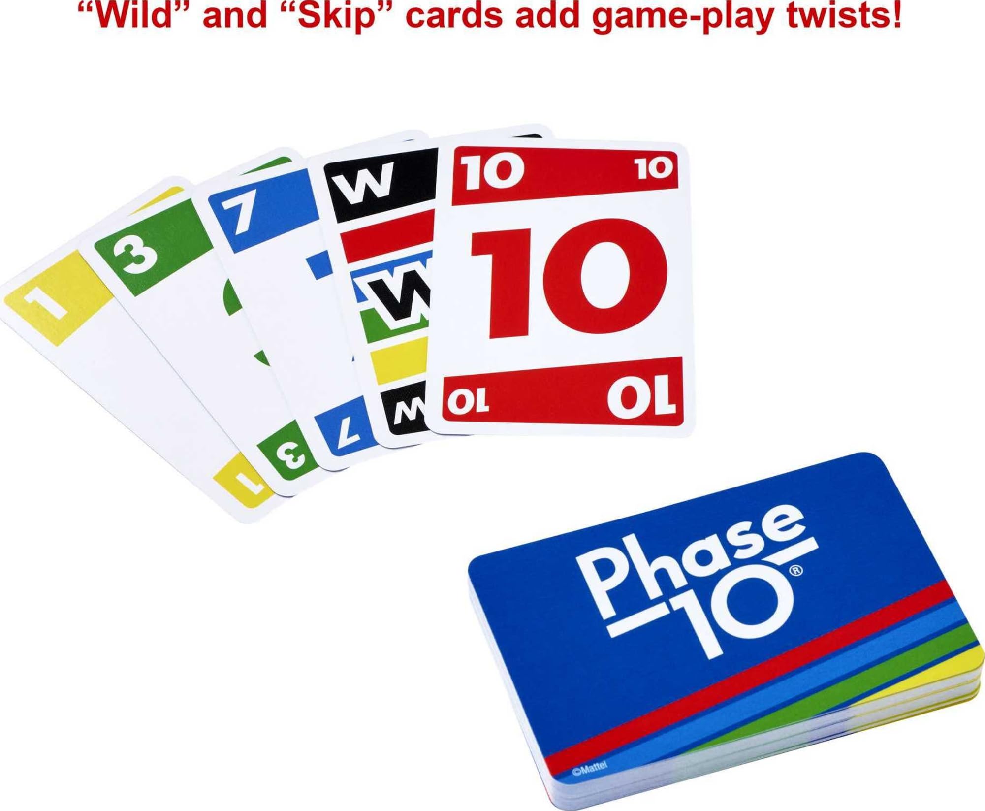 Mattel Games Phase 10 Card Game for Families, Adults & Kids, Challenging & Exciting Rummy-Style Play with Storage Tin (Amazon Exclusive)