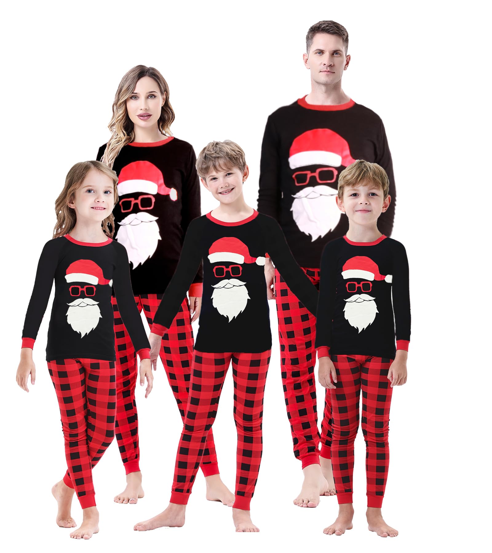 Demifill Christmas Family Matching Santa Claus Pajamas Holiday Long Sleeve Pajamas Women XXL Red&Black