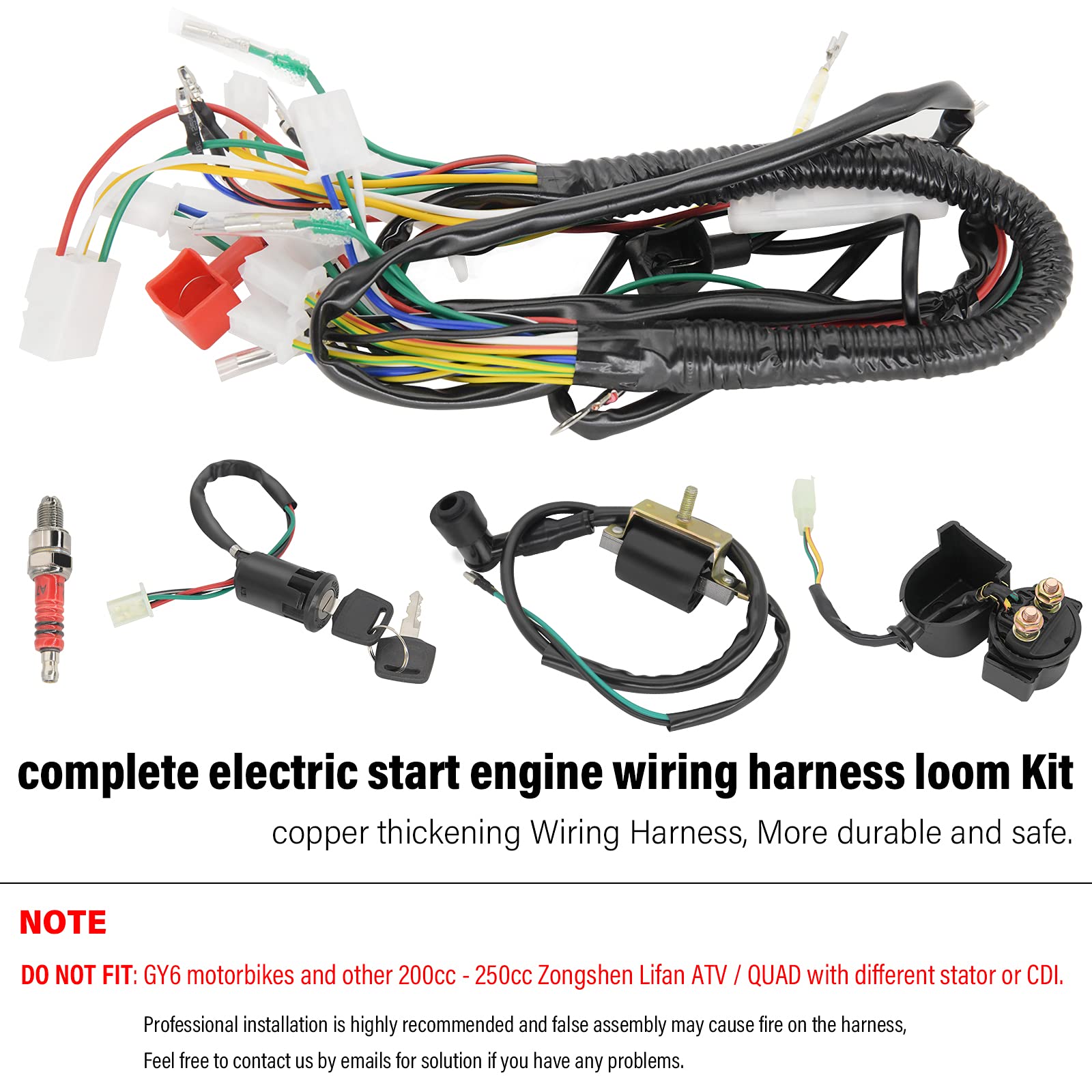 Complete Electrics Stator Coil CDI Wiring Harness for 4 Stroke ATV KLX 50cc 70cc 110cc 125cc-atv wiring harness