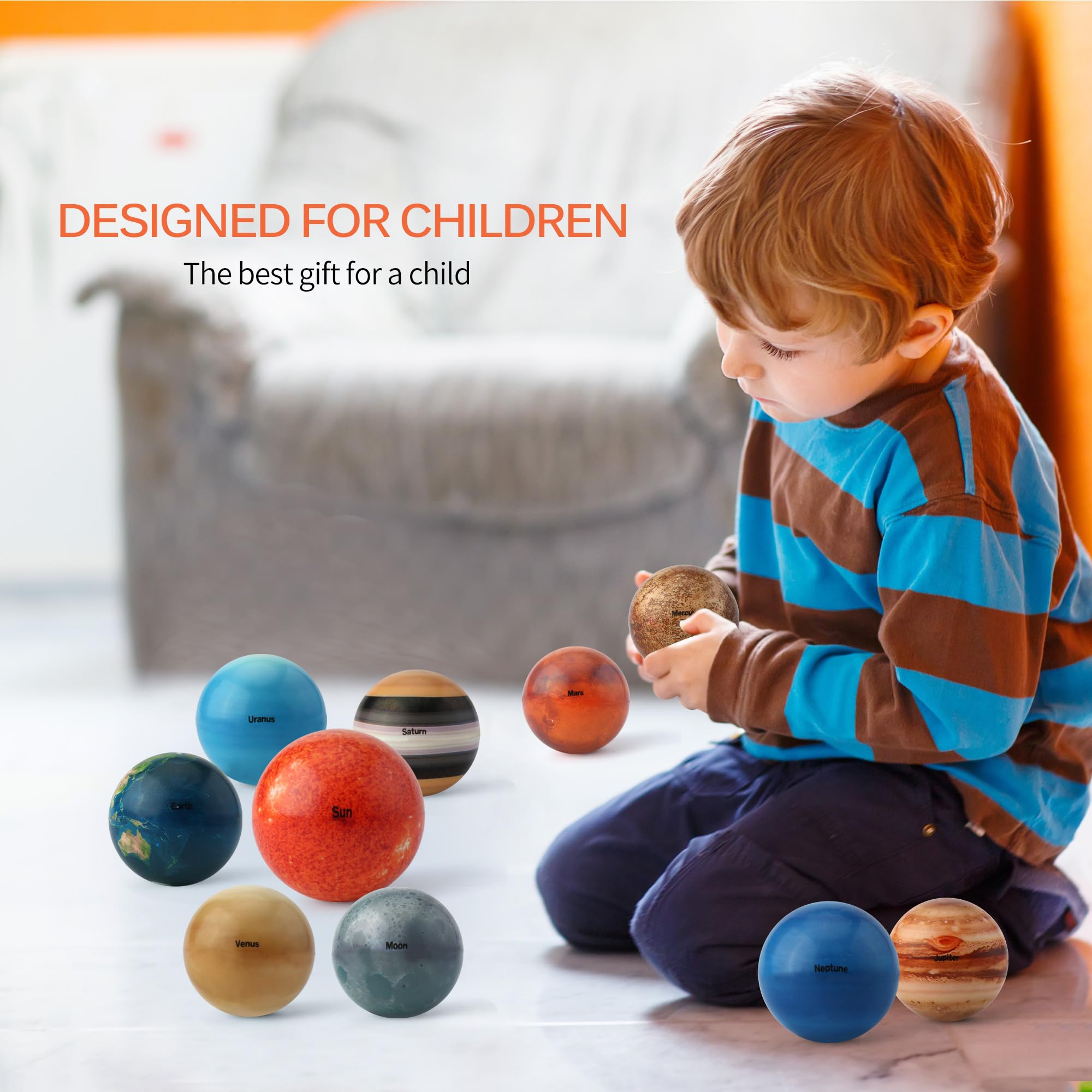 Solar System Planets Toys for Kids, STEM Educational Sensory Toys for Autistic Children Non-Toxic, Space Astronaut Slime Ball Alien Monster Toy Set with Mesh Storing Bag for 3-5-8-10 Boy Girls