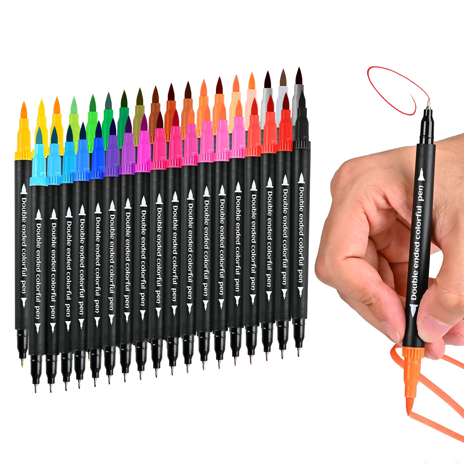 Coloring Markers for Adults/Teens/Kids, Dual Tip (Brush/Fine Point) Art Marker No Bleed/Non Bleeding, Gel Acrylic Paint Pen Set for Coloring Books,Sketching,Drawing,Rock Painting,Journaling. 36 Colors