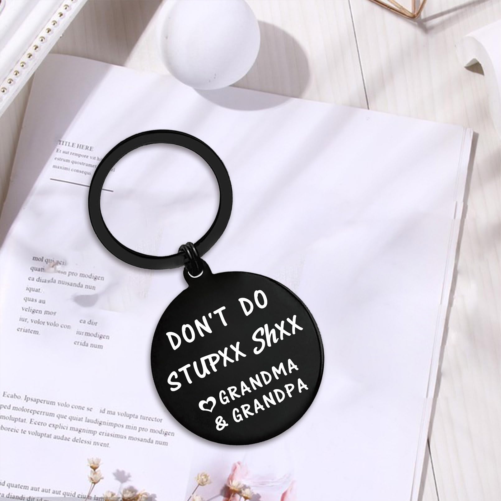 ENGZHI Our Grandson Gifts from Grandparents - Don't Do Stupid Love Grandma and Grandpa Keychain for Teen Boys Grandson Birthday Gift Ideas