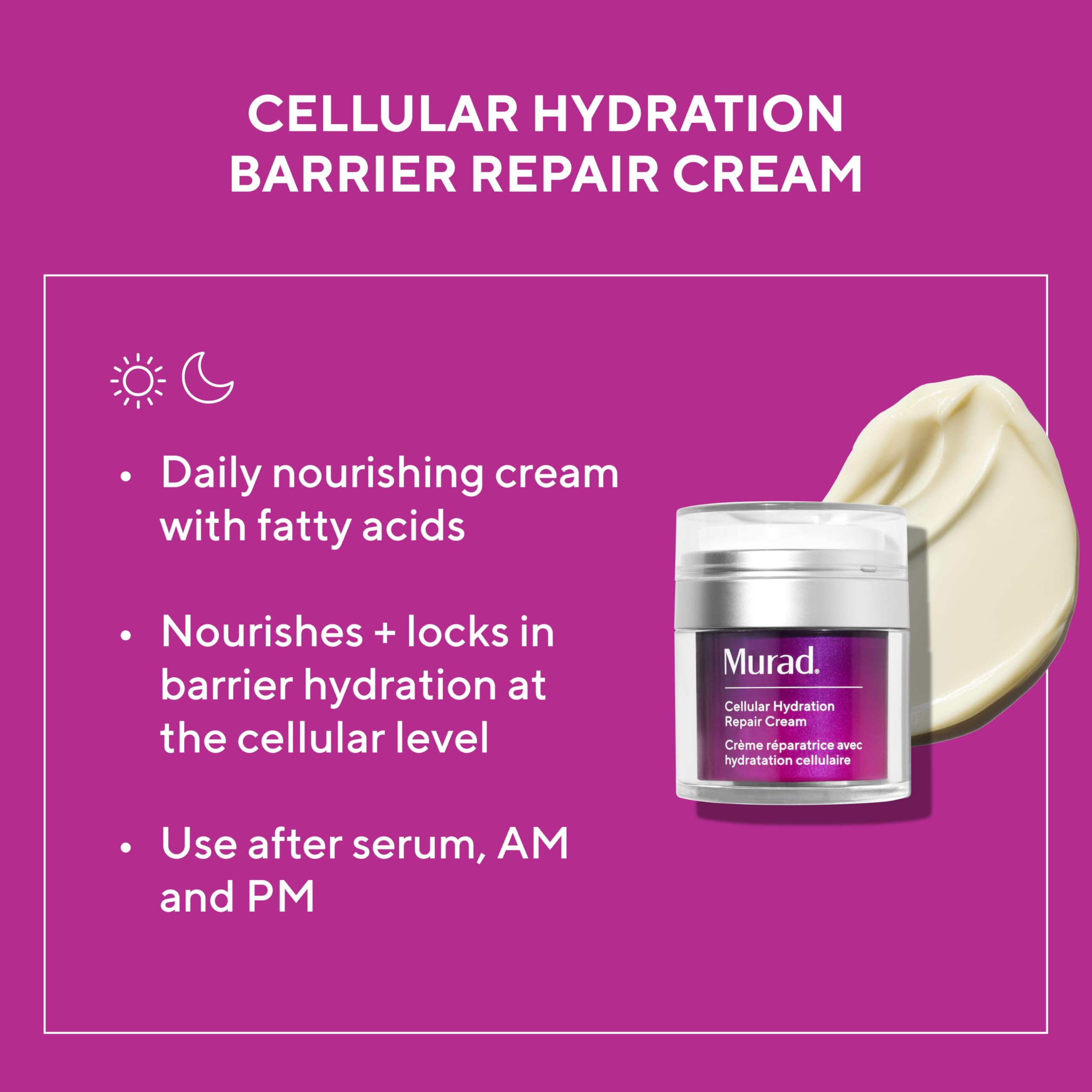 Murad Cellular Hydration Barrier Repair Cream - Nourishing Face Moisturizer Repairs Dry, Flaky Skin - Bilberry Omega Fatty Acids and Soothing Allantoin Restores Bounce & Radiance - 1.7 Fl Oz