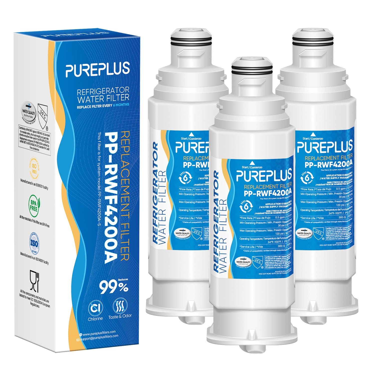 PUREPLUS DA97-17376B Replacement for Samsung HAF-QIN, HAF-QIN/EXP, DA97-08006C, RF23M8070SG, RF23M8070SR, RF23M8090SG, RF23M8090SR, RF23M8570SR, RF23M8590SG Refrigerator Water Filter, 3Pack