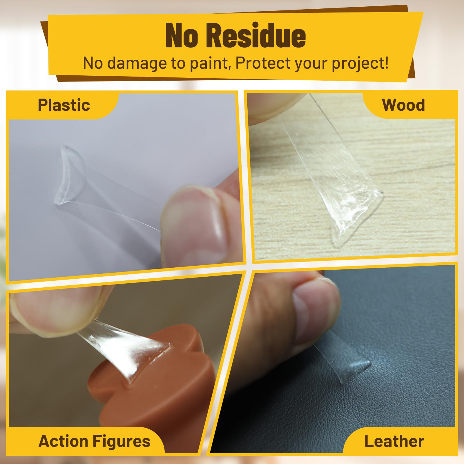 PHIXBEAR 180 Pcs Removable Mounting Putty, Strong Double Sided Glue Adhesive Dots Clear Museum Sticky Tack for Action Figures Wall Hanging No Residue, 3/8"