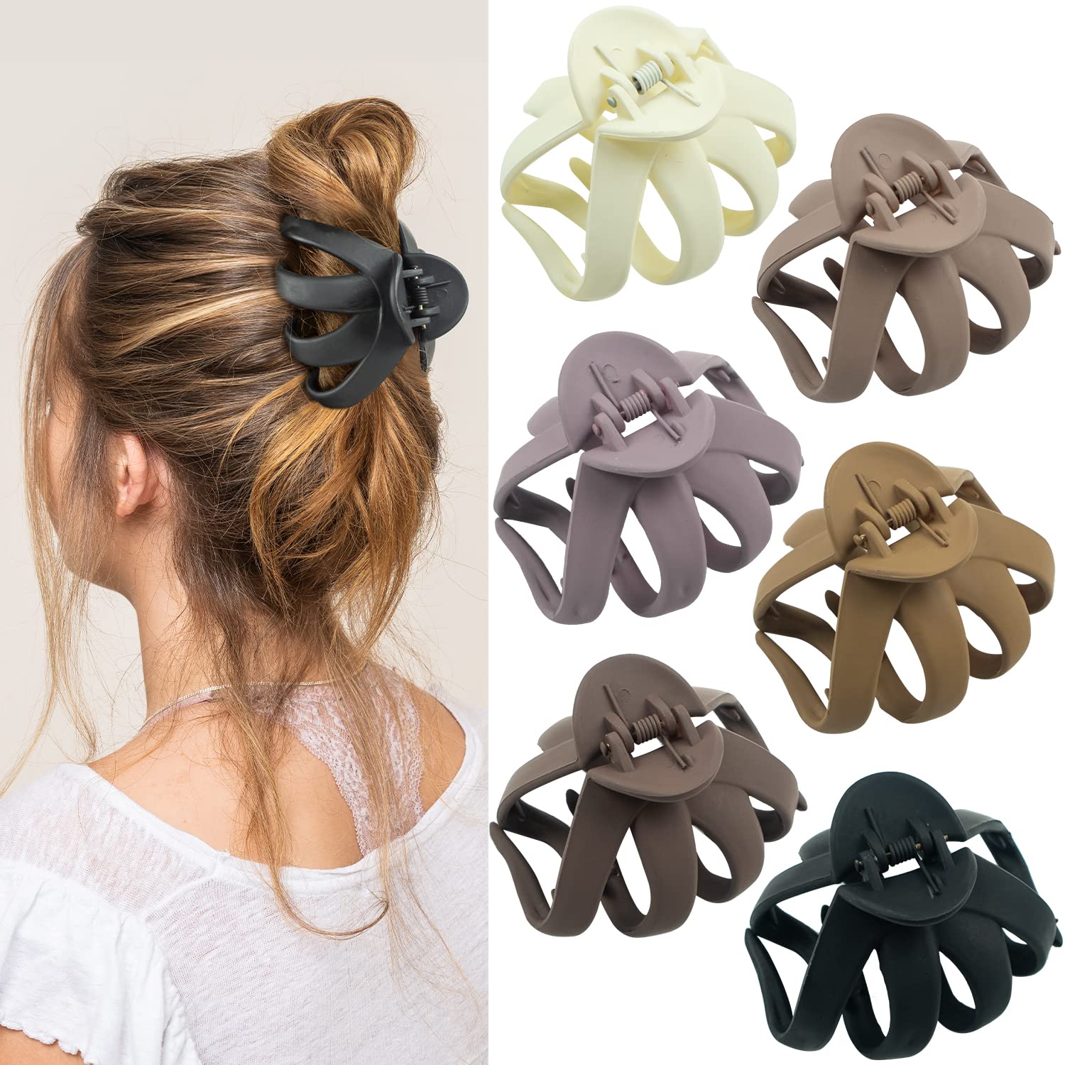 2.8 Inch Medium Octopus Hair Clips for Women, Matte Hair Claw Clips for Thin Hair, Strong Hold Non-slip Spider Octopus Clips for Fine Hair Jaw Clips