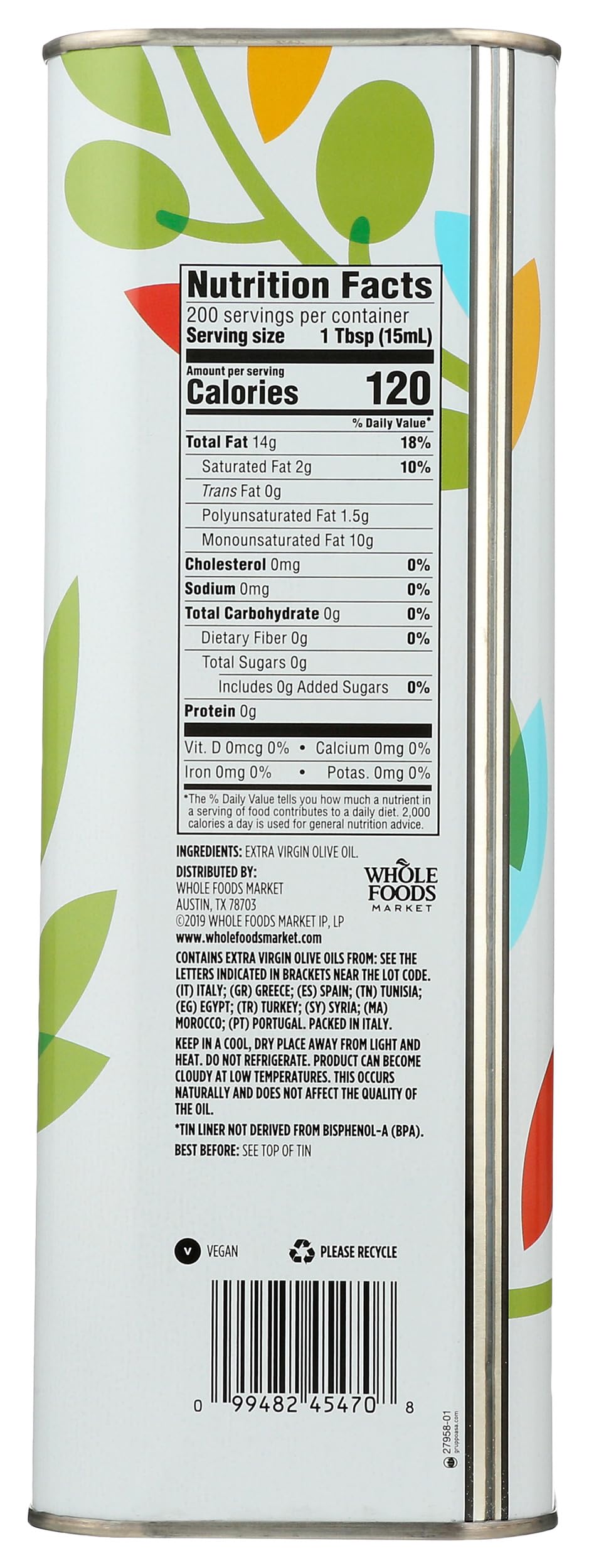 365 by Whole Foods Market, Extra Virgin Mediterranean Olive Oil, 101.4 Fl Oz