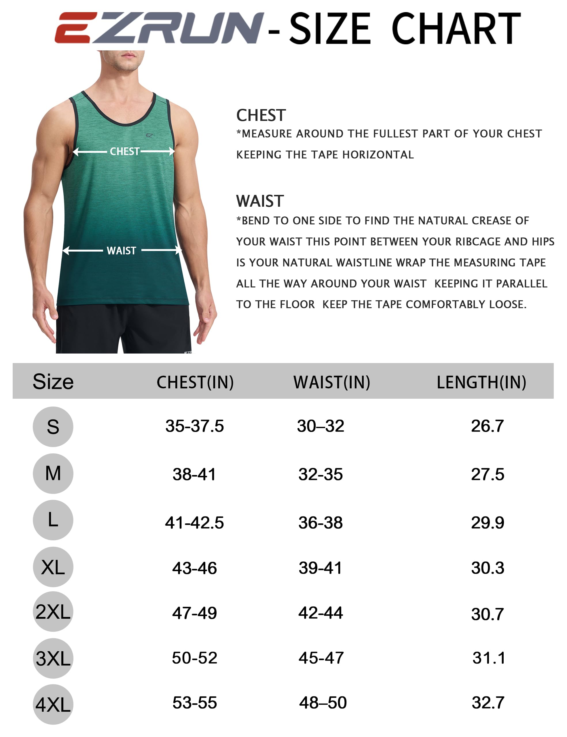 EZRUN Men's Tank Tops Quick Dry Workout Gym Sleeveless Shirts Summer Running Athletic Swim Shirts Green