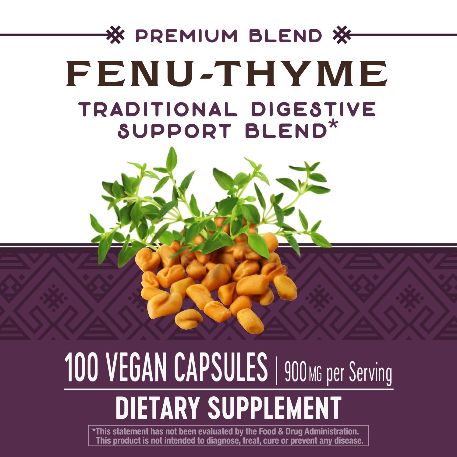 Nature's Way Fenu-Thyme - Traditional Digestive Support Blend* - 900 mg of Thyme & Fenugreek per 2-Capsule Serving - Non-GMO Project Verified & Dairy Free - 100 Vegan Capsules