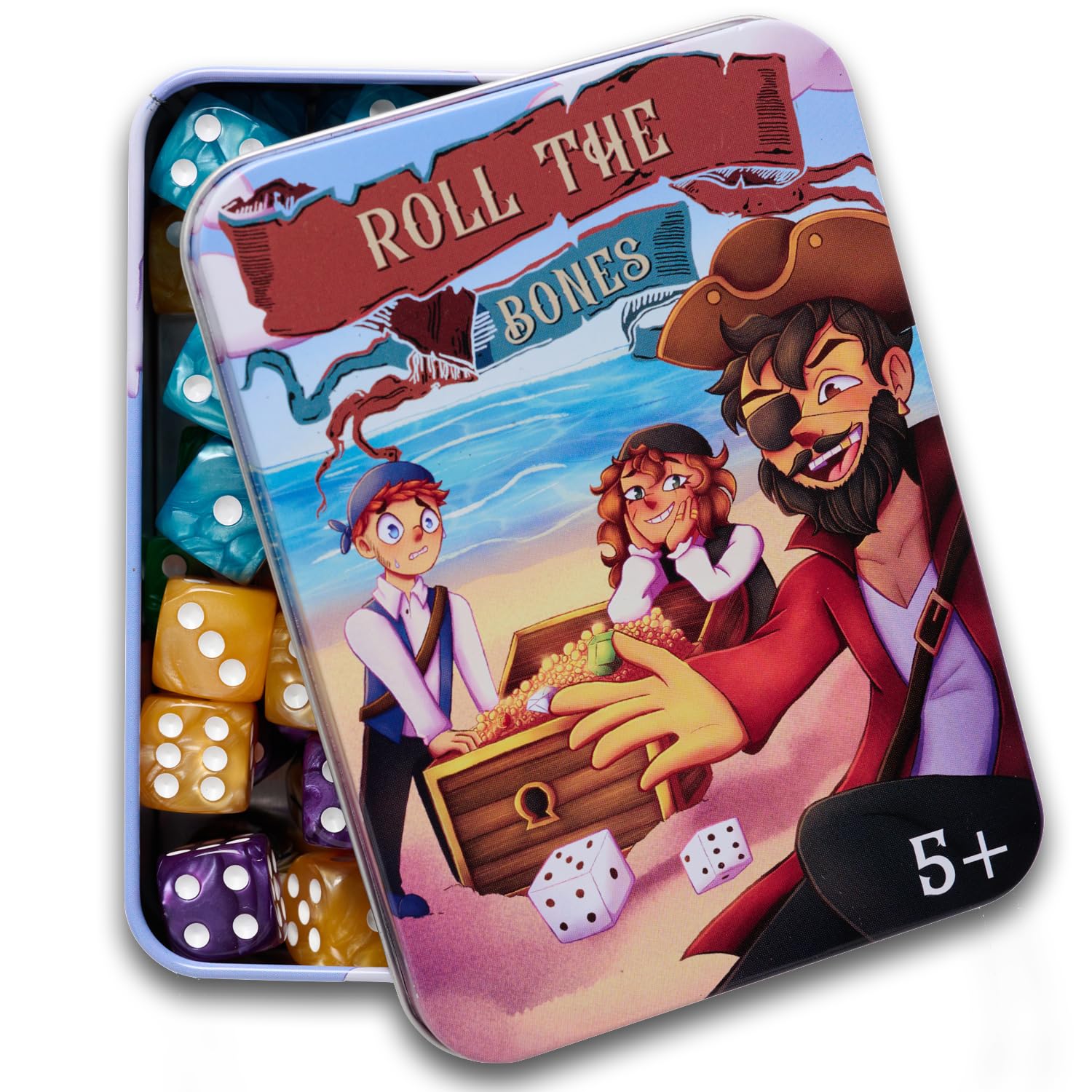 Roll The Bones Dice Game for Kids, Fast-paced Dice Game for Family Game Night, 2-6 Players Aged 5+, 6 Sided Dice Set with 12 Sided Dice, Kids Games, Easy to Learn