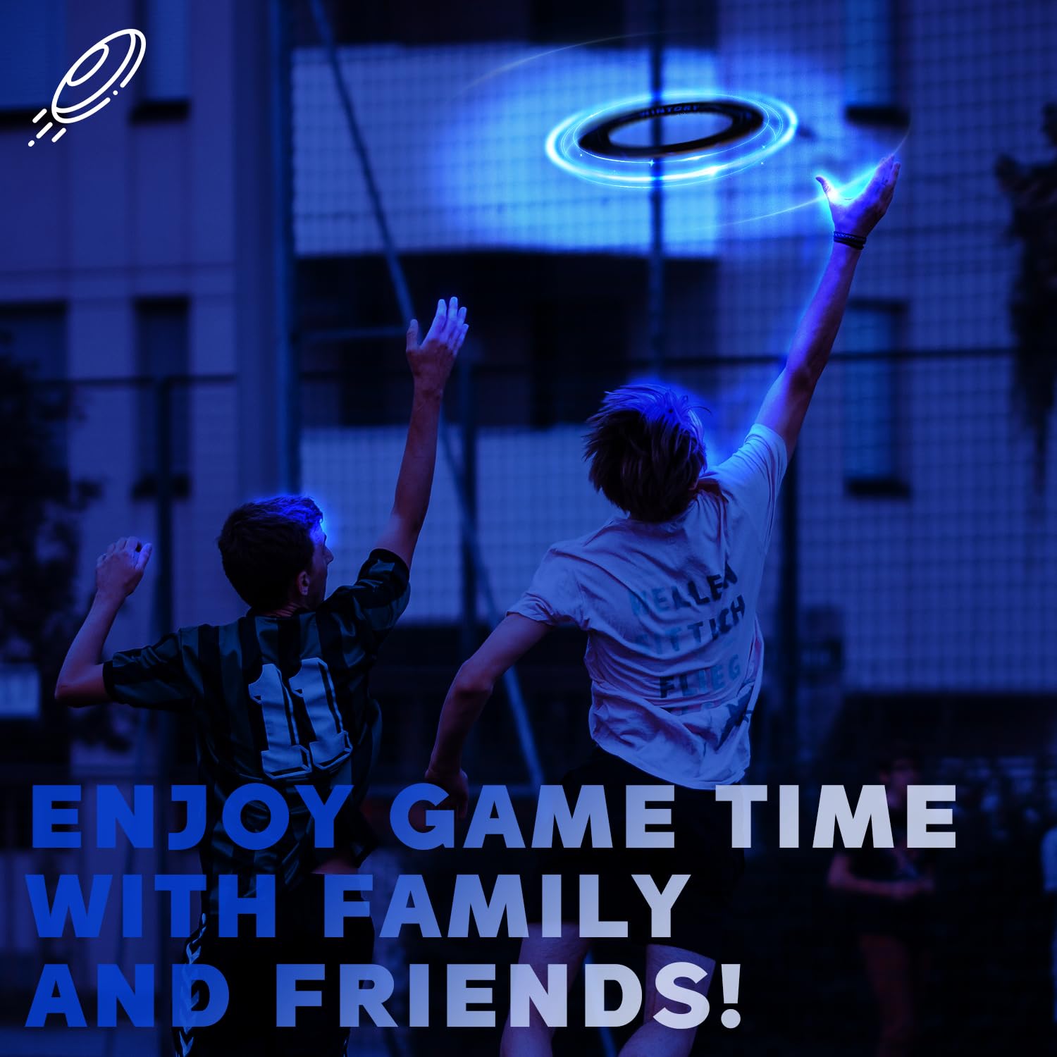 Light Up Flying Disc Toy for Kids&Adults, 9.6 inch &14 LEDs Glow Flying Disc Toys, Fly in an Arc Soft Flying Disc for Indoor/Outdoor Games Birthday&Camping Gifts for Boys & Girls (Blue Light)