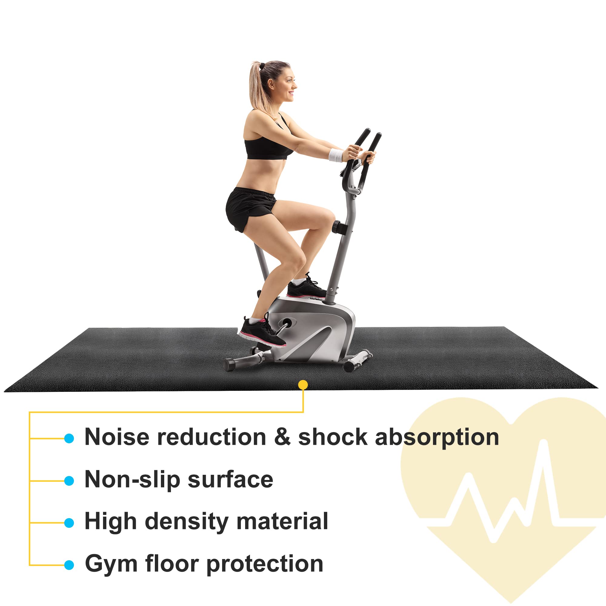 ZENY Exercise Equipment Mat 96''x38'', Exercise Bike, Elliptical, Treadmill Mat, Bike Trainer Pad for Gym Equipment Floor Protector