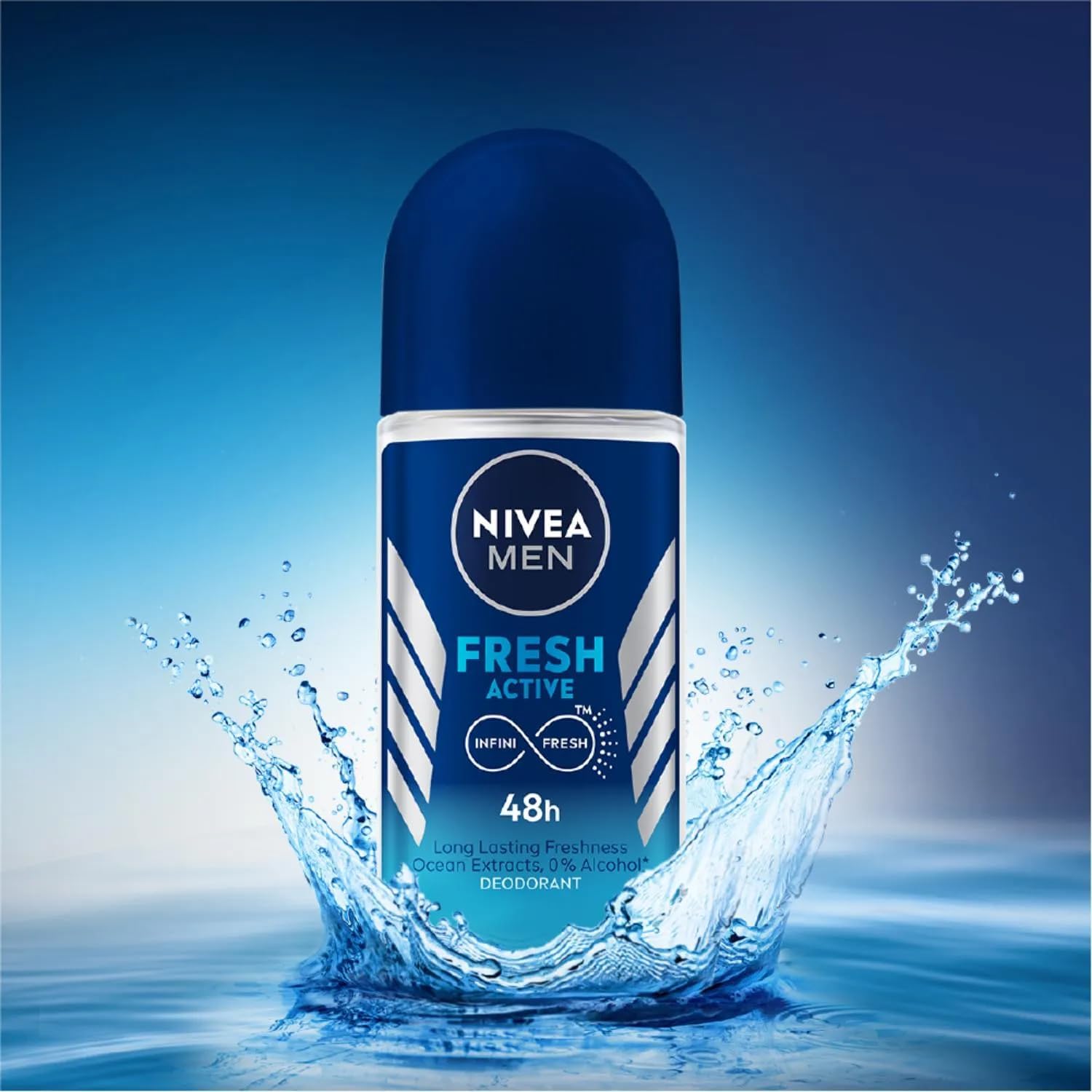 Nivea Men Anti Perspirant Roll On, Fresh Active Longlasting Freshness Ocean Extracts, 48 Hour Protection, 1.7 Ounce (Pack of 3)