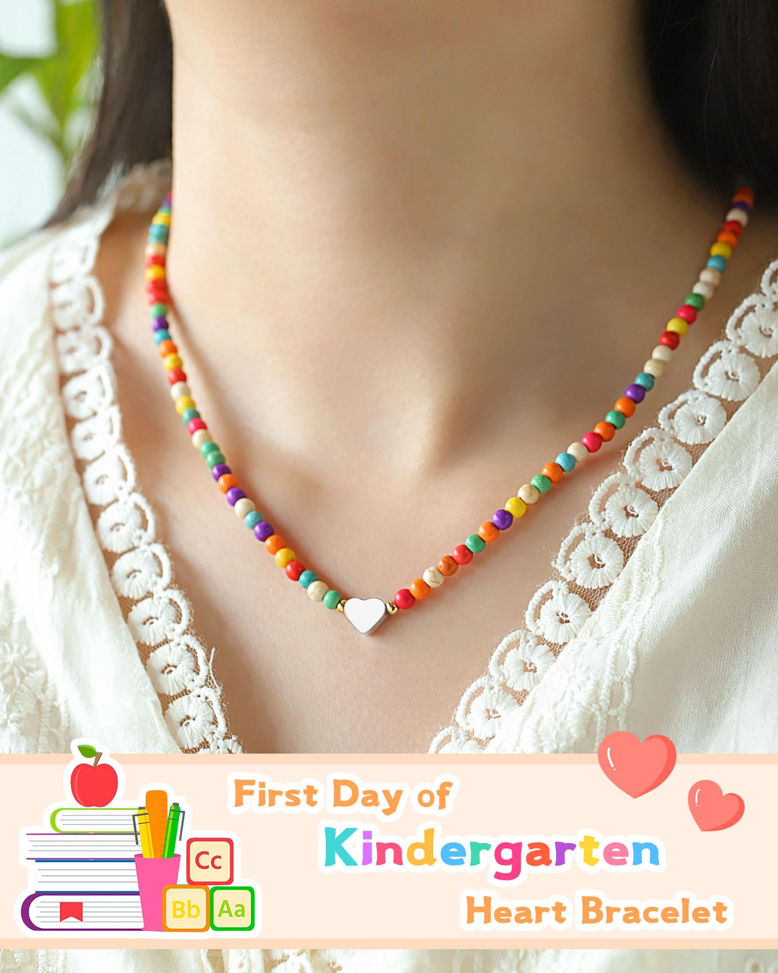 Kidbbi First Day of Kindergarten Gift Back to School Necklace Mommy and Me First Day of School Mom and Daughter Mother Back to School Gifts for Kids Girls