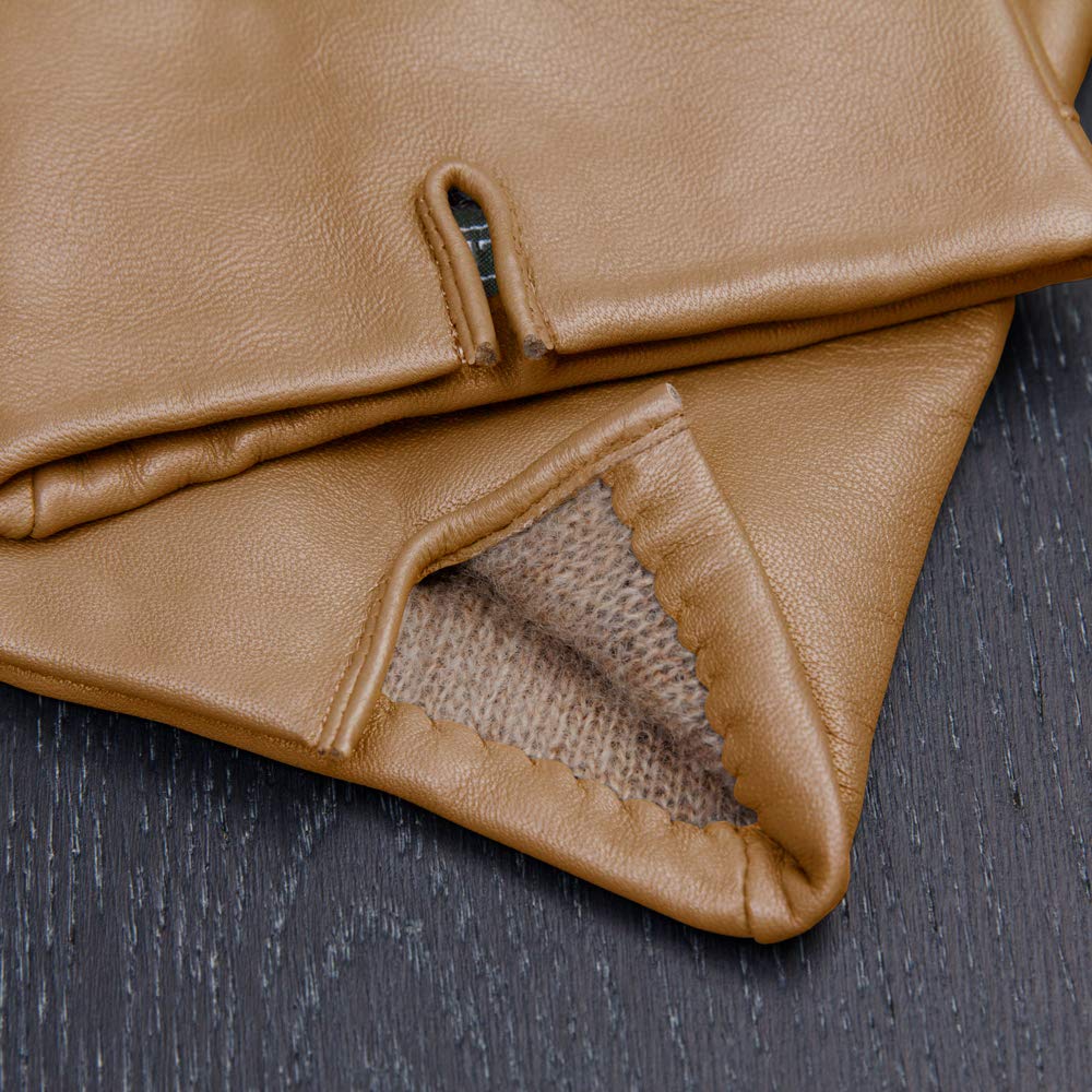 Downholme Touchscreen Leather Cashmere Lined Gloves for Men (Tan, M)