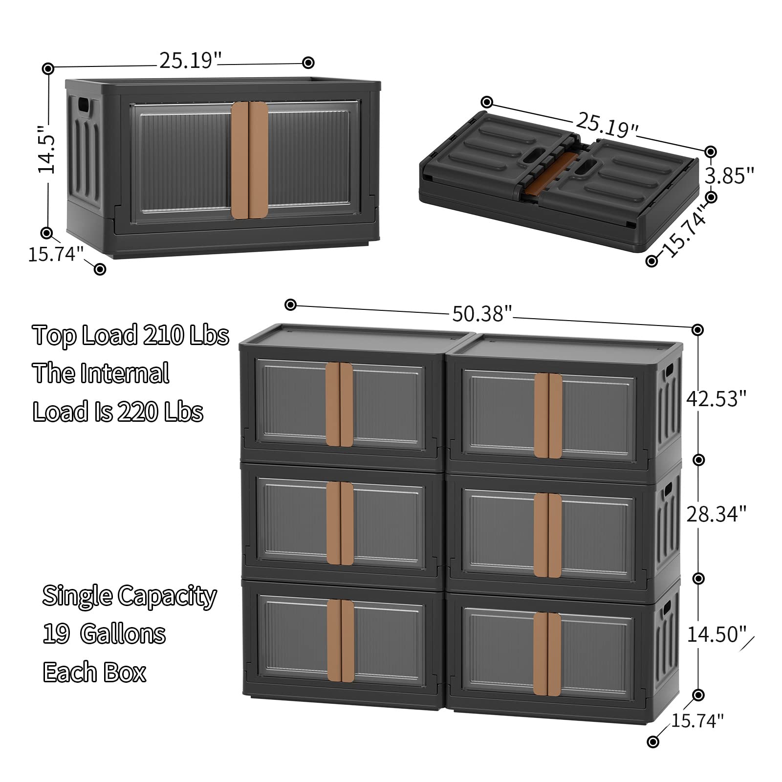 HAIXIN Plastic Storage Bins - 6 Pack, 100Qt Black Heavy Duty Storage Shelving Unit with Wheels, Multifunctional for Pantry, Garage, Dorm, Bathroom, Bedroom, Basement