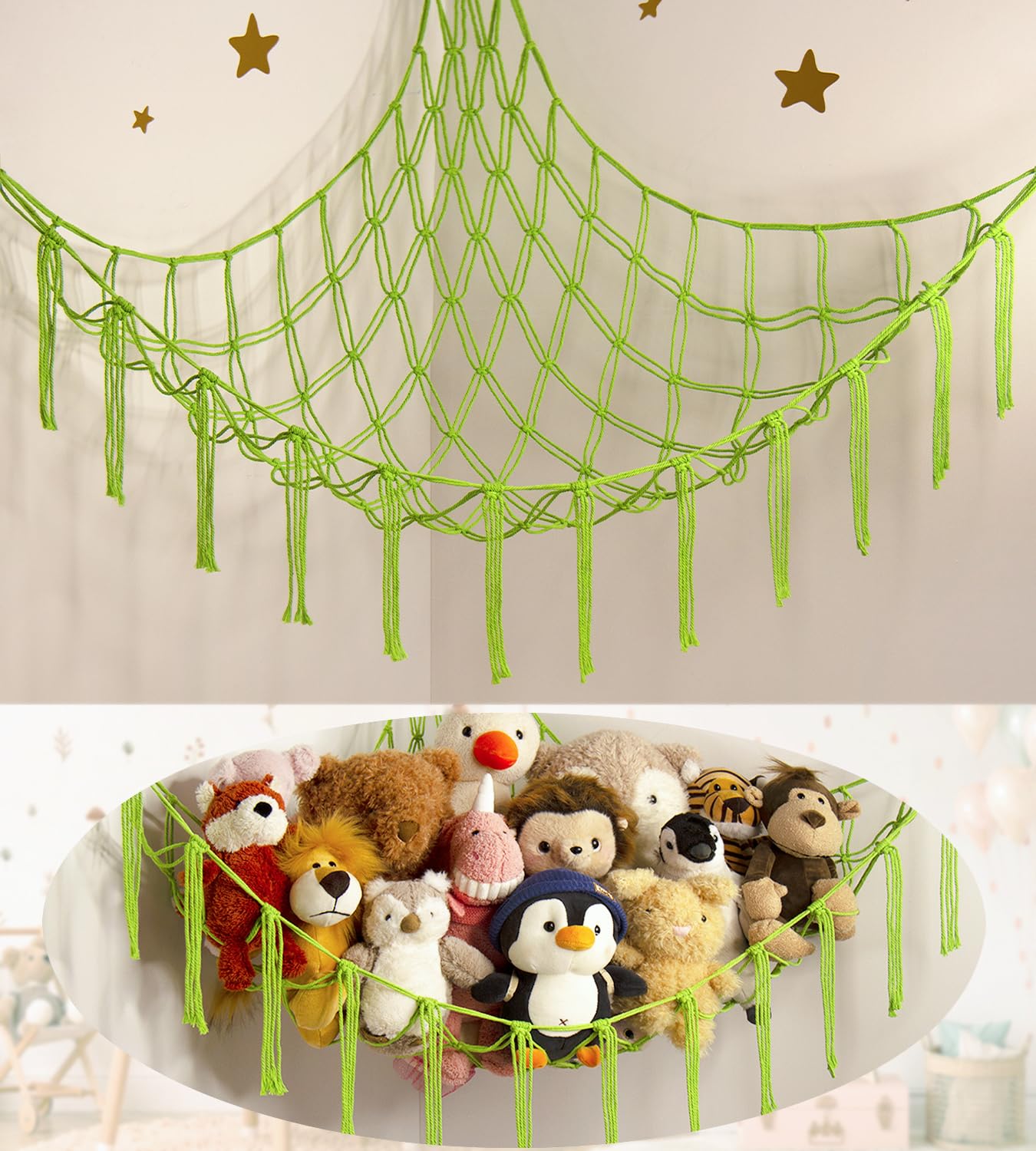 mirolam Large Stuffed Animal Hammock Corner Net Toys Hanging Storage Organizers Easter Decorations Kids Room Decor Gifts for Girls Funny Cool Stuff Things