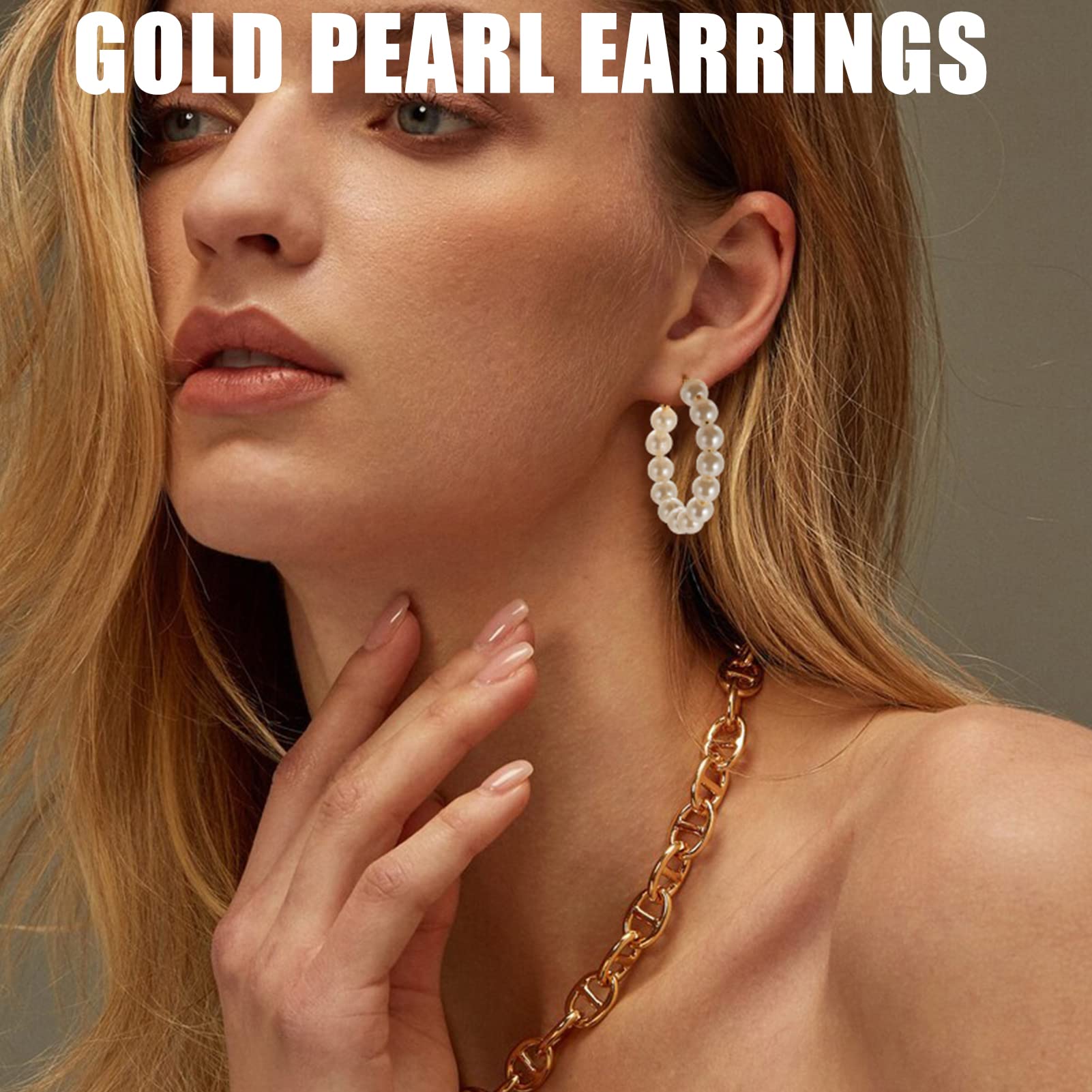 36 Pairs Gold Earrings Set for Women Girls, Fashion Pearl Chain Link Stud Drop Dangle Earrings Multipack Hoop Earring Packs, Hypoallergenic Earrings for Birthday Party Jewelry Gift