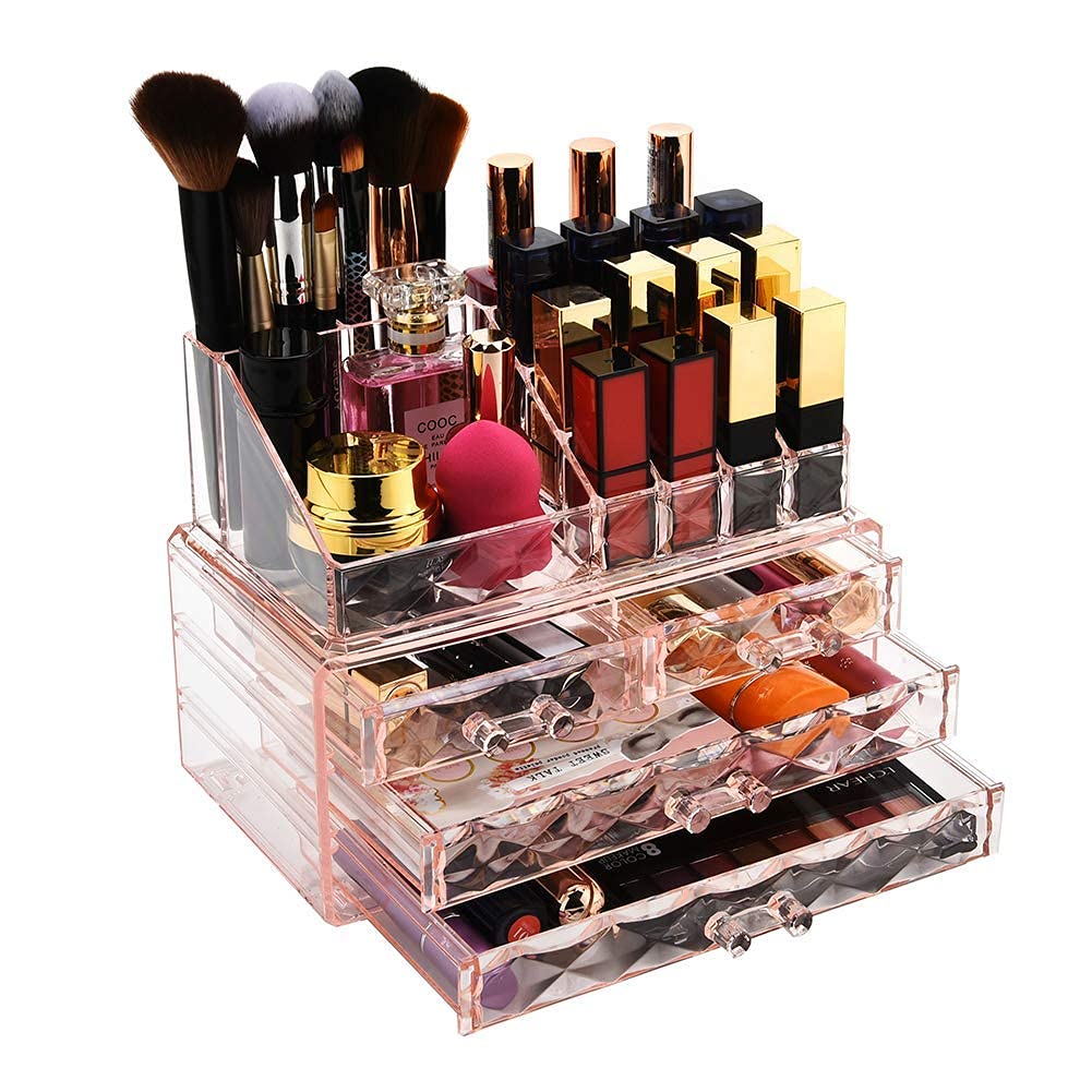 ZHIAI Stackable cosmetic organizer with drawers, easy to organize cosmetic products accessories Suitable for vanity, toilet, bathroom and bedroom organization and storage