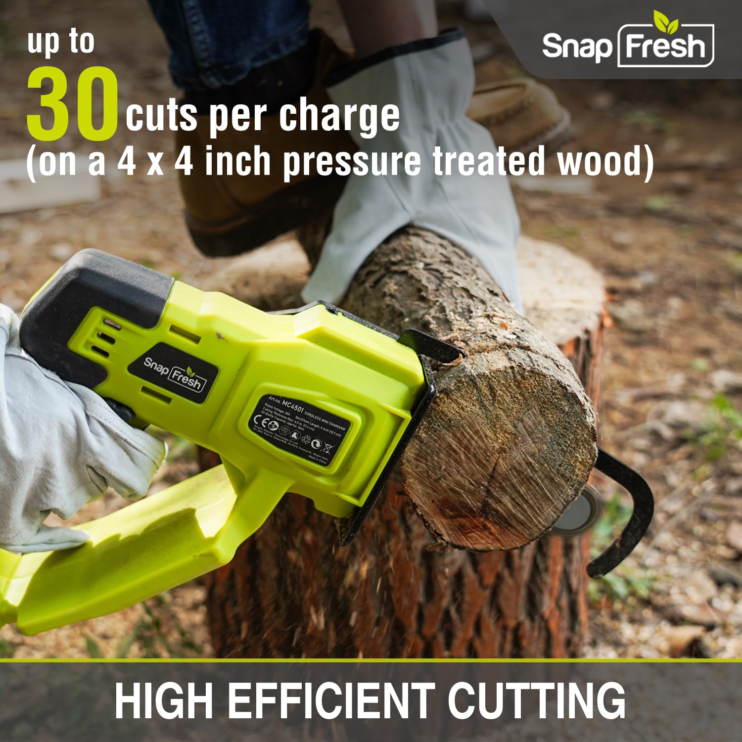 SnapFresh Mini Chainsaw Cordless, 5 Inch Electric Chainsaw Portable, Handheld Chain Saw With 2.0ah Battery & Fast Charger, Small Battery Powered Chainsaw for Wood Cutting Tree Trimming, Gift for Men