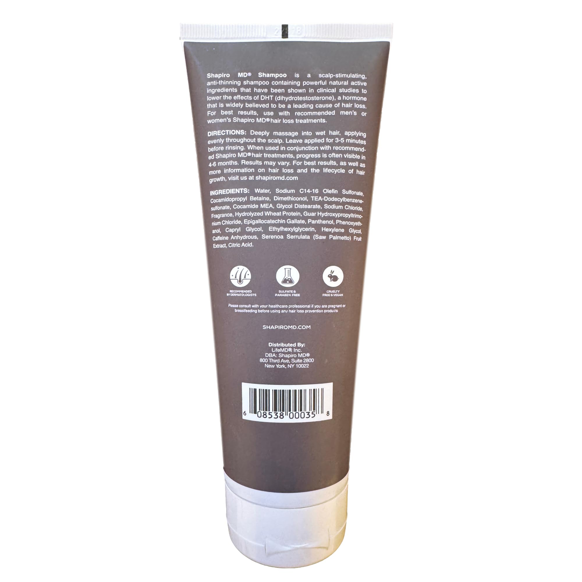 Shapiro MD Hair Growth Experts Shampoo and Leave in Conditioner, DHT Fighting Vegan Formula for Thinning Hair Developed by Dermatologists, Experience Healthier, Fuller Thicker Looking Hair, 1 Month