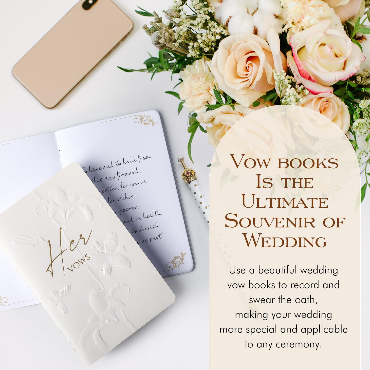 molekaus Vow Books,for Wedding Vow Books Wedding Gift for Bride and Groom Vows Book his and Hers with 28 Pages-5.5 * 3.5 in Wedding Notebook with Gilded Font Set of 2 （White and Black）