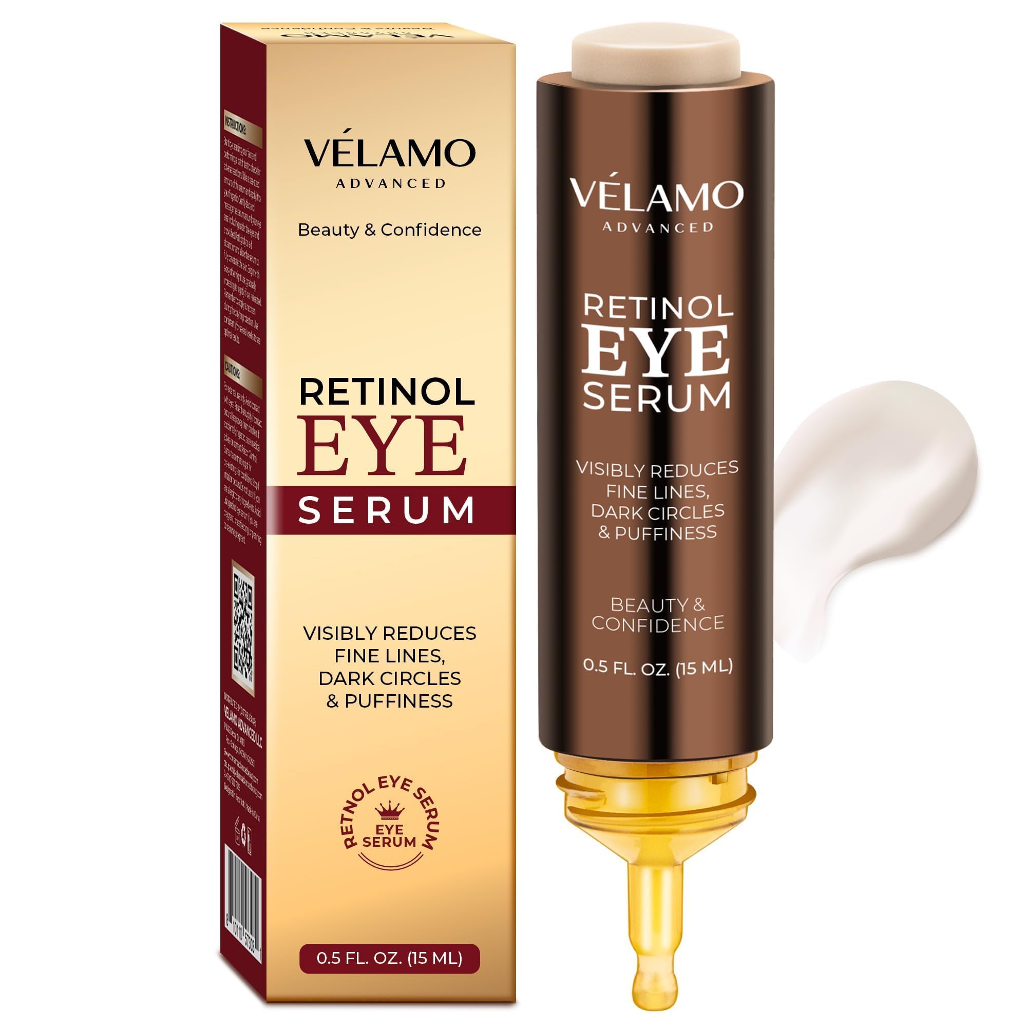 Retinol Eye Serum Anti Aging: Under Eye Cream Visibly Reduces Wrinkles Fine Lines in 4-8 Weeks - Tightening Firming with Caffeine Hyaluronic Acid Peptides 15mL