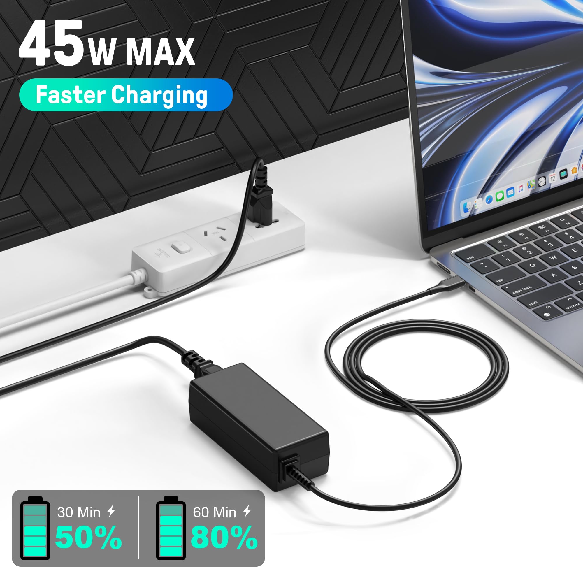 USB C Chromebook Charger 45W Compatible with HP, Dell, Lenovo, Acer, Asus, Samsung, Google Type C Laptop Charger, Hp Chromebook X360 11 13 14 14A HP Spectre X360 13 Elite X2 School Charger Power Cord