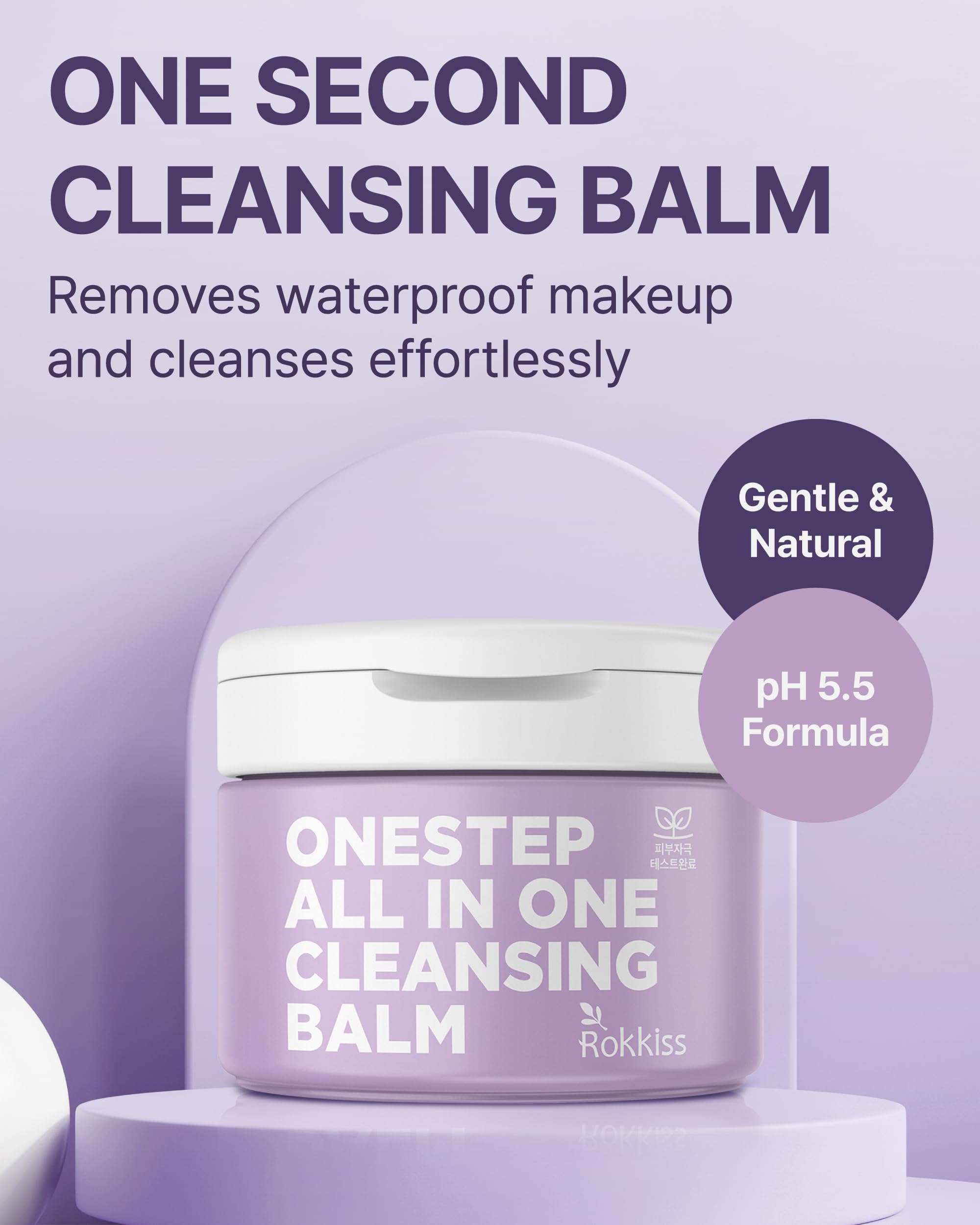 ROKKISS One-Step Cleansing Balm (5.1fl oz) - pH-Balanced Gentle Daily Facial Cleansing and Makeup Remover. Shea Butter, Grapefruit and Peach Extracts.