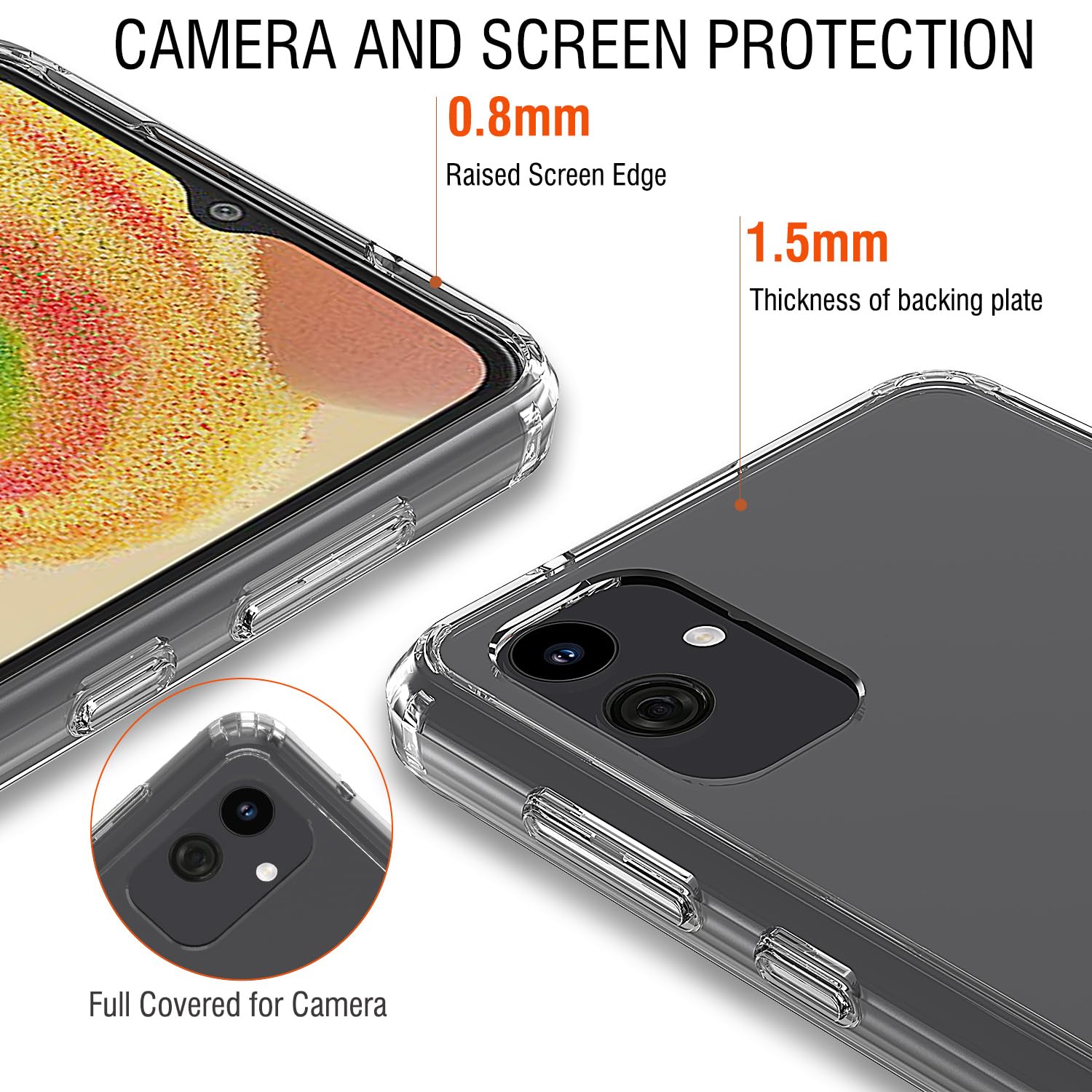 Jilivock Phone Case Cover for Samsung Galaxy A04 with 2pcs Screen Protector, Shockproof Clear TPU Case for Samsung Galaxy A04, Premium Minimalistic Phone Cover