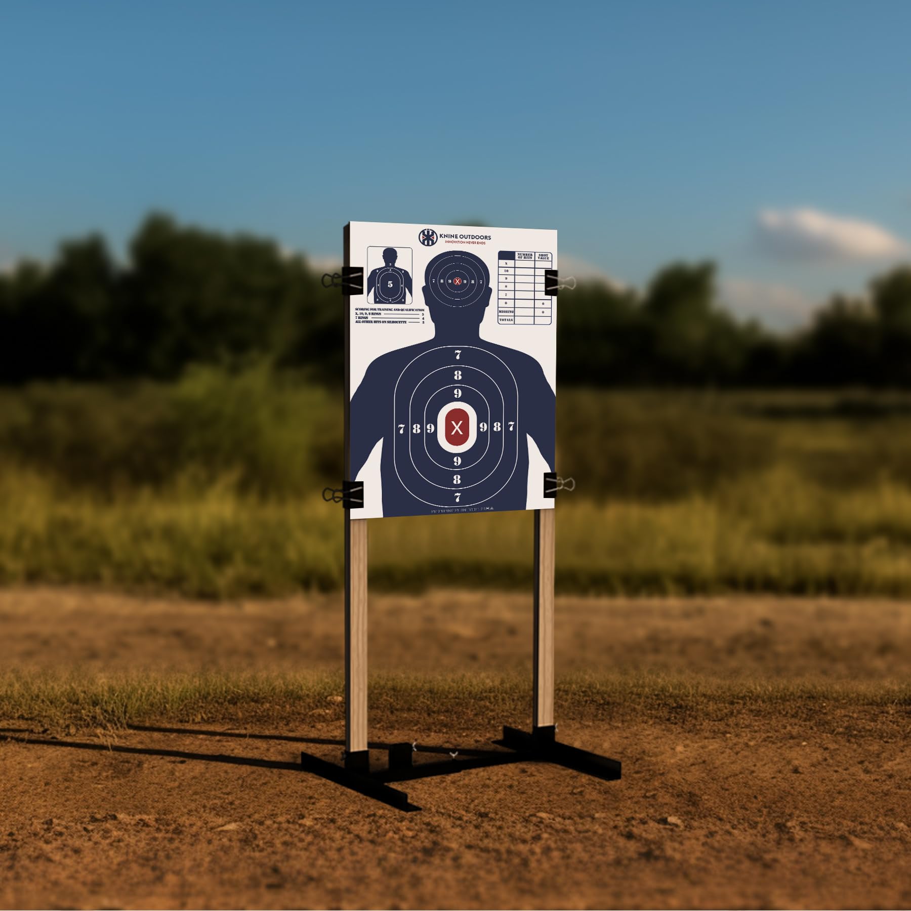 KNINE OUTDOORS Shooting Targets Paper, 23 x35 inch, Bulk for Hunting, Handguns, Pistols, Rifles, Silhouette with Red Bullseye, Blue Design (20 Pack)