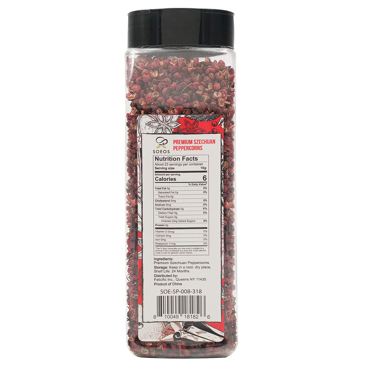 Soeos Sichuan Peppercorns, 8oz(227g), Authentic Szechuan Red Peppercorn, Numbing and Tingle Effect, Less Seeds, Strong Flavor, Essential for Mapo Tofu, Kung Pao Chicken and Asine Cusine