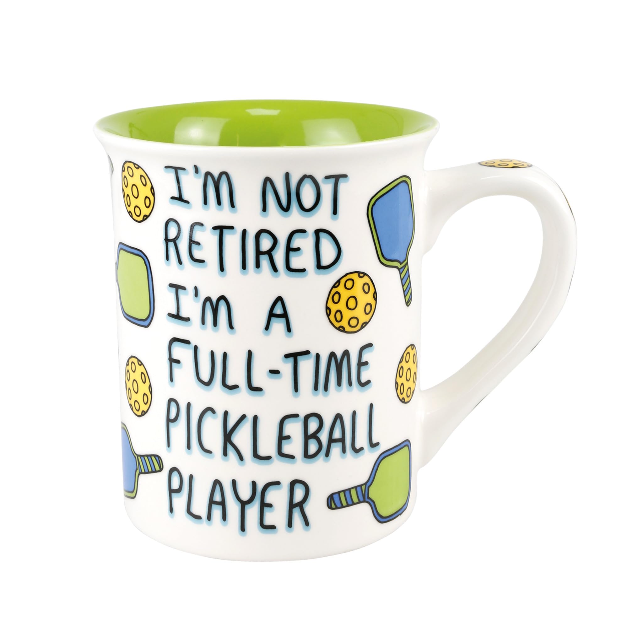 Enesco Our Name is Mud I'm Not Retired Full Time Pickleball Player Coffee Mug, 16 Ounce, Multicolor