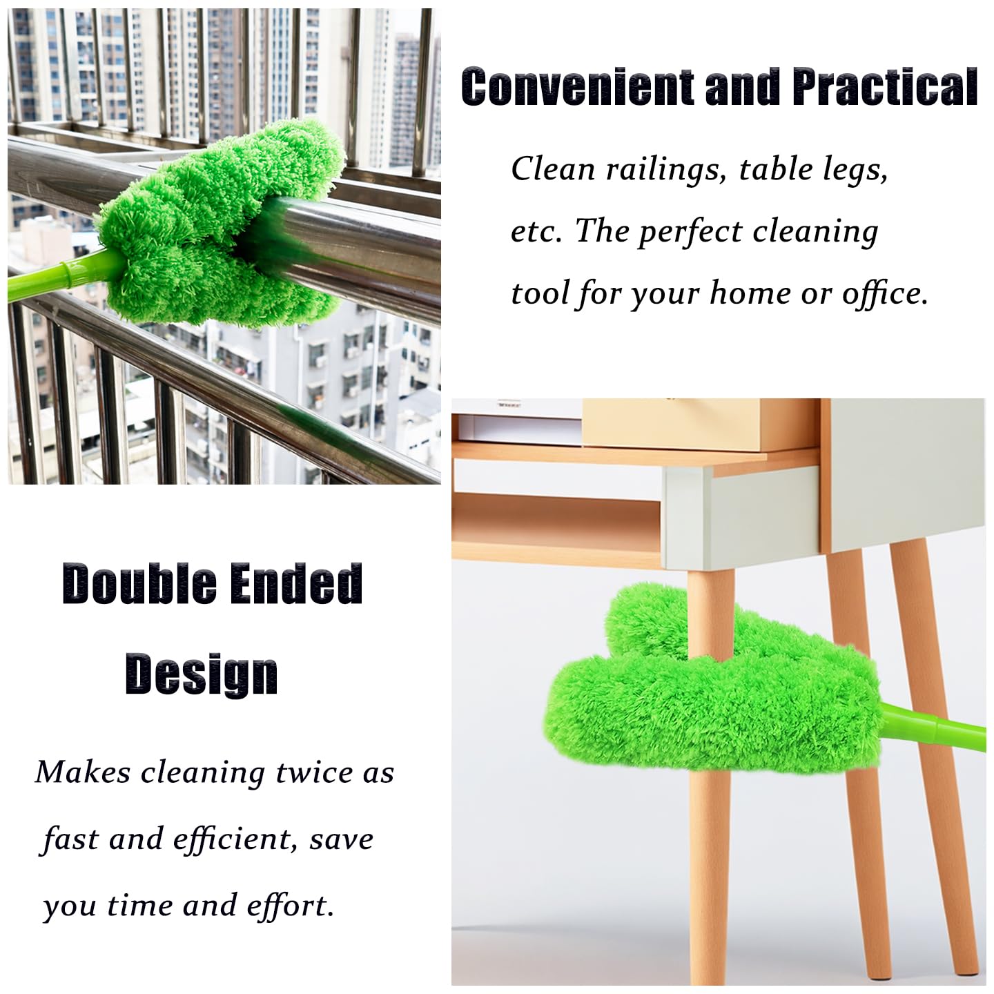 16 inch Microfiber Feather Duster, Big Microfiber Duster Make Home Cleaning More Efficient and Easy, Cleaning Tool for Office, Fan, Car, Computer,Furniture, Sofa, Railing (Green)