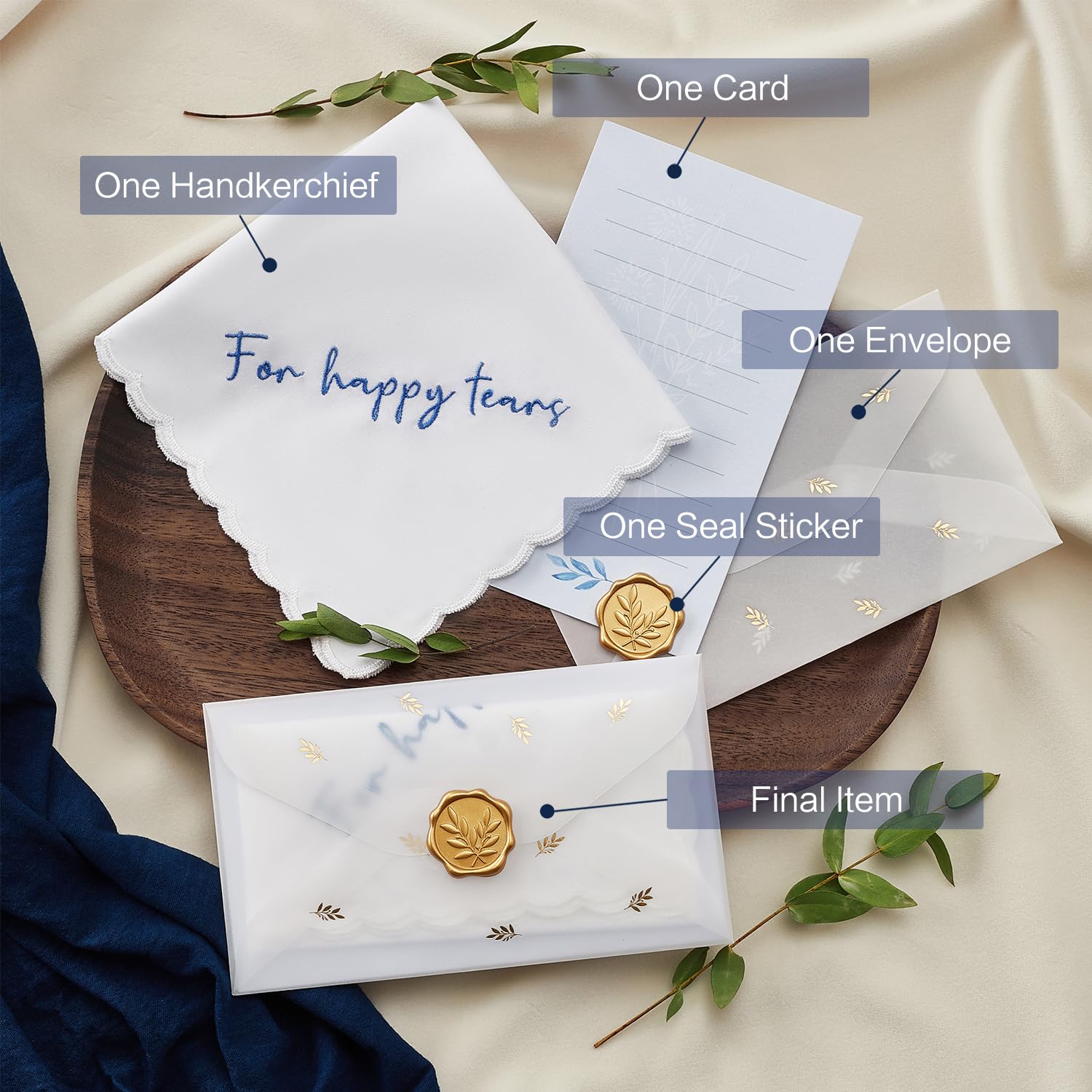 Mother of the Bride Gifts Happy Tears Wedding Handkerchief Something Blue for Bride on Wedding Day (Happy Tears)