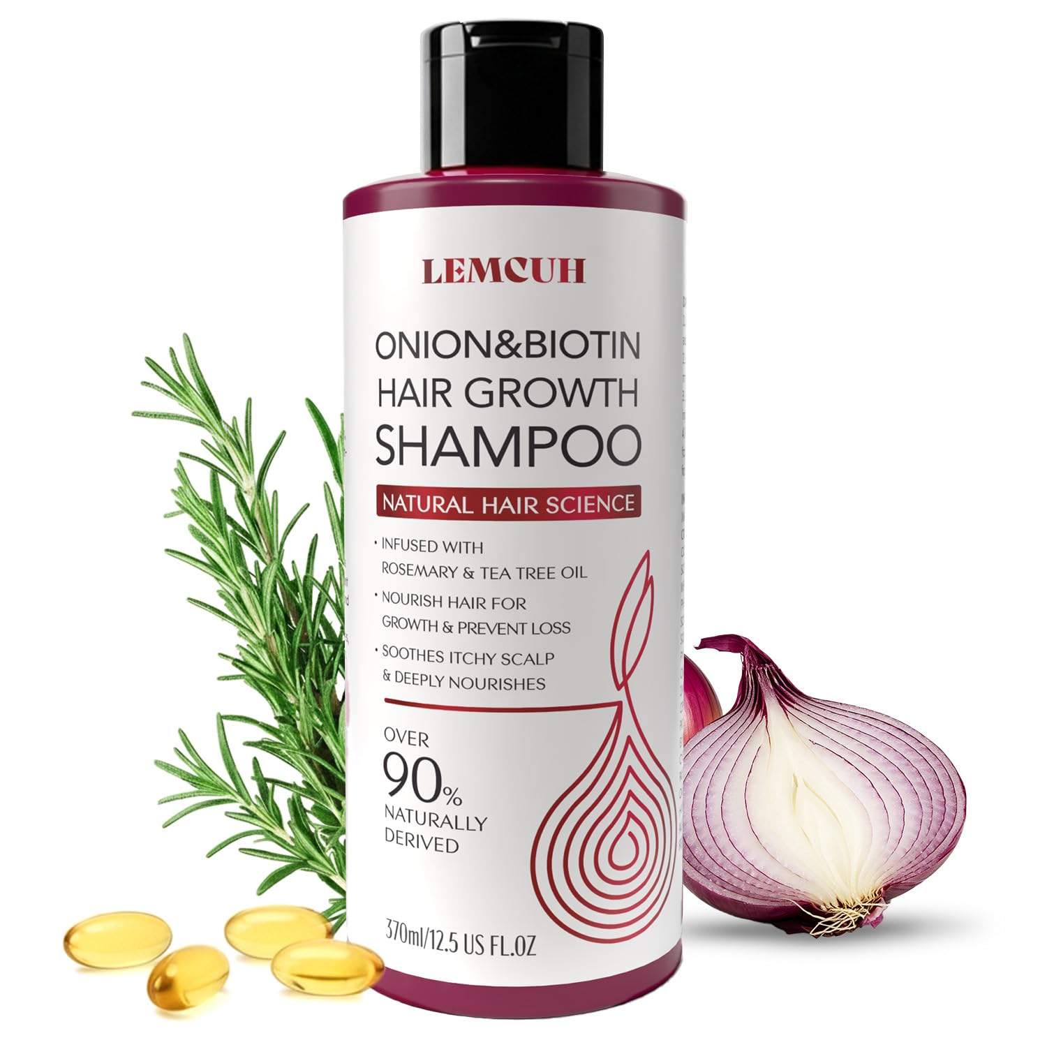 Onion Shampoo for Hair Growth: Onion Hydrosol Shampoo for Thicker-Looking Hair - Smooths Scalp With Tea Tree & Ginger - Thickening Formula Support Hair Regrowth For Women Men 12.5Fl Oz