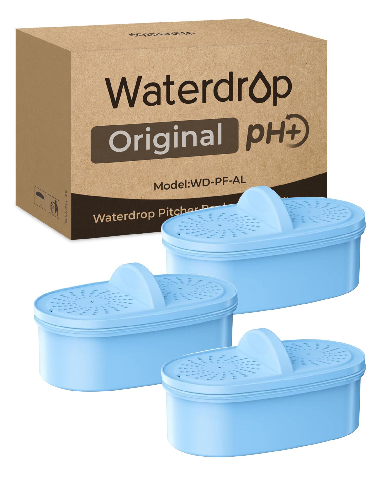 [Original] Waterdrop WD-PF-AL Replacement Alkaline Filters for All Waterdrop Pitcher Filtration System, Improved Coffee Taste, Last Up to 100 Gallons (Pack of 3)