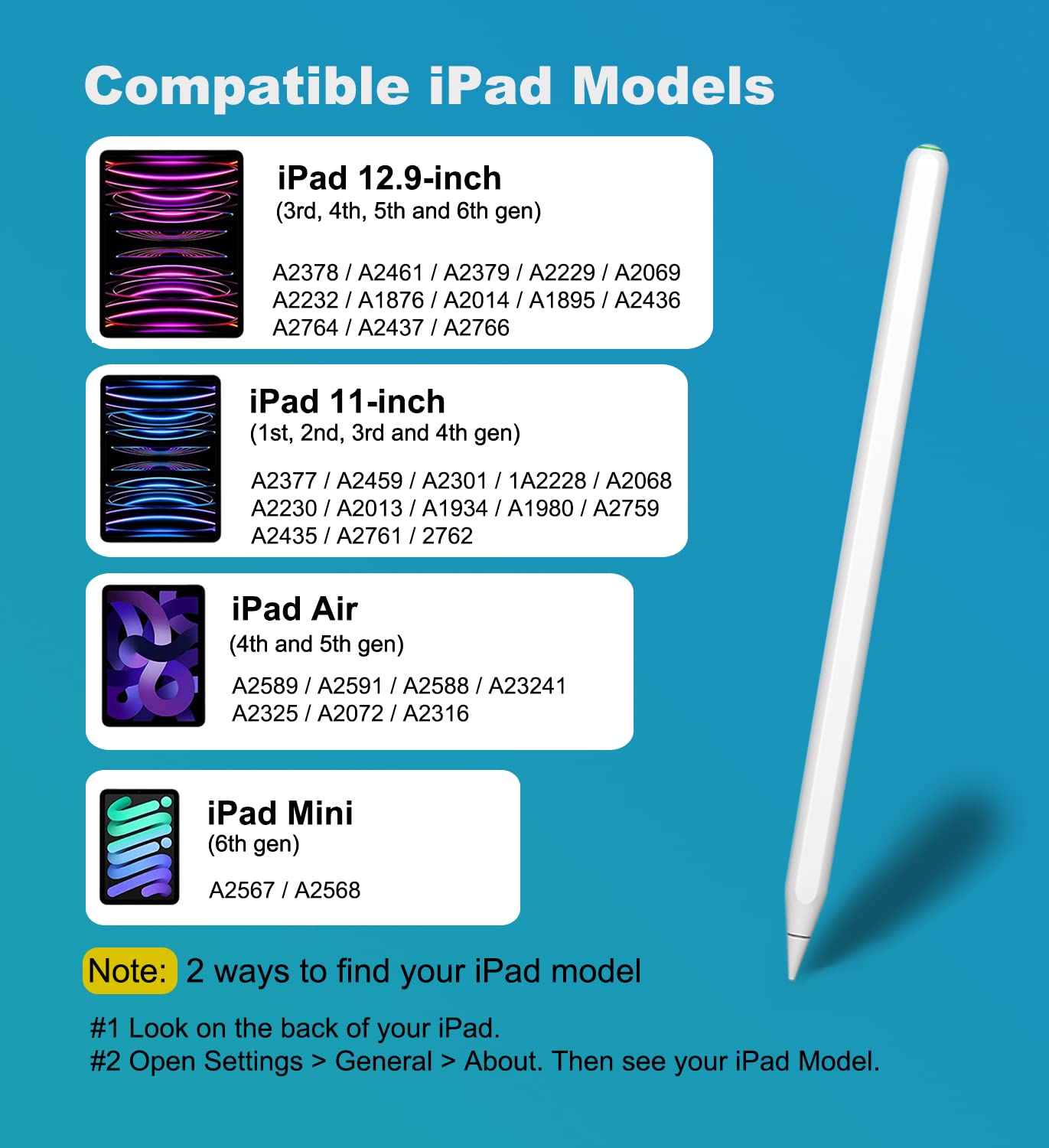 iPad Pencil Same as Apple Pencil 2nd Generation Magnetic Wireless Charging, Fast Charging & Long Lasting iPencil Compatible with iPad Pro 11in1/2/3/4, iPad Pro12.9in3/4/5/6, iPad Air4/5, iPad Mini 6