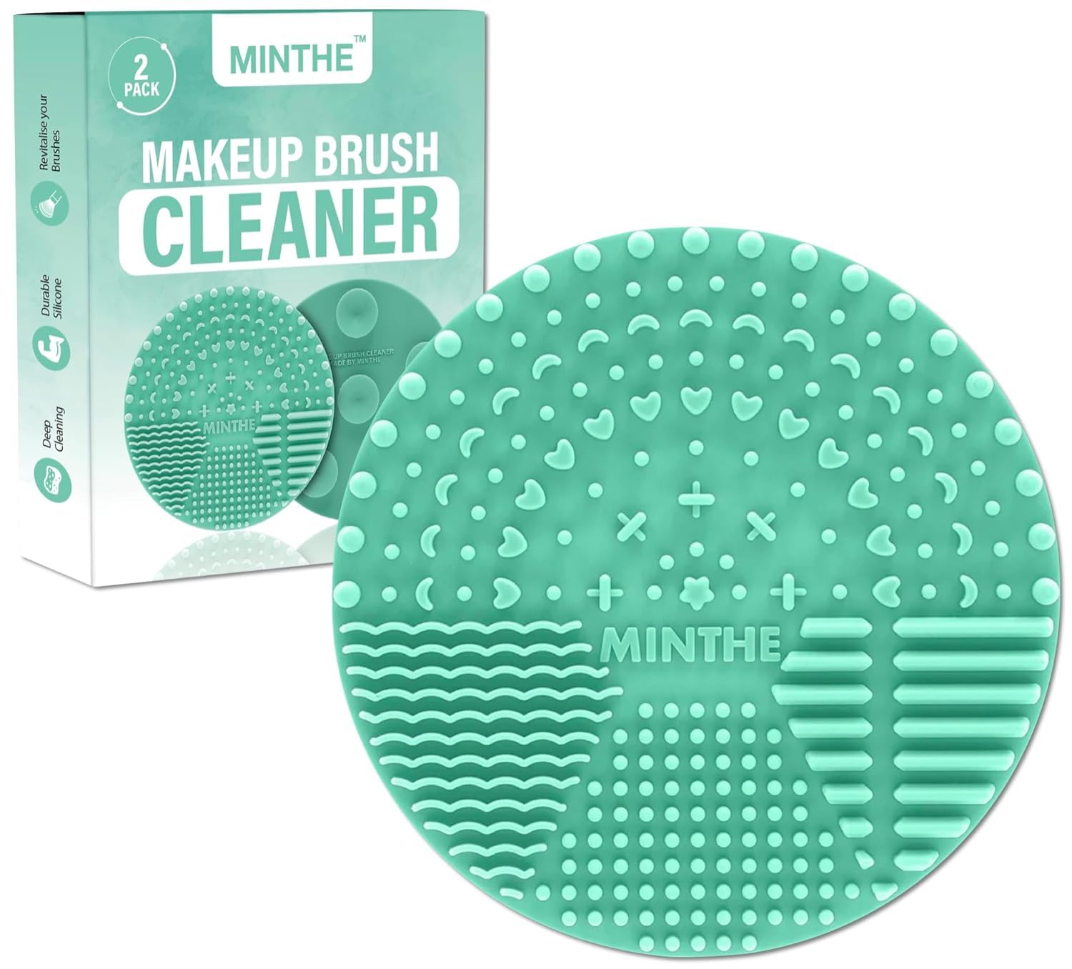 MINTHE™ Makeup Brush Cleaner Mat | 2 Pack | Silicone Makeup Brush Cleaning Mat, Make Up Brush Cleaner Pad, Makeup Brush Mat Cleaner, Makeup Cleaner, Make Up Brushes Cleaning