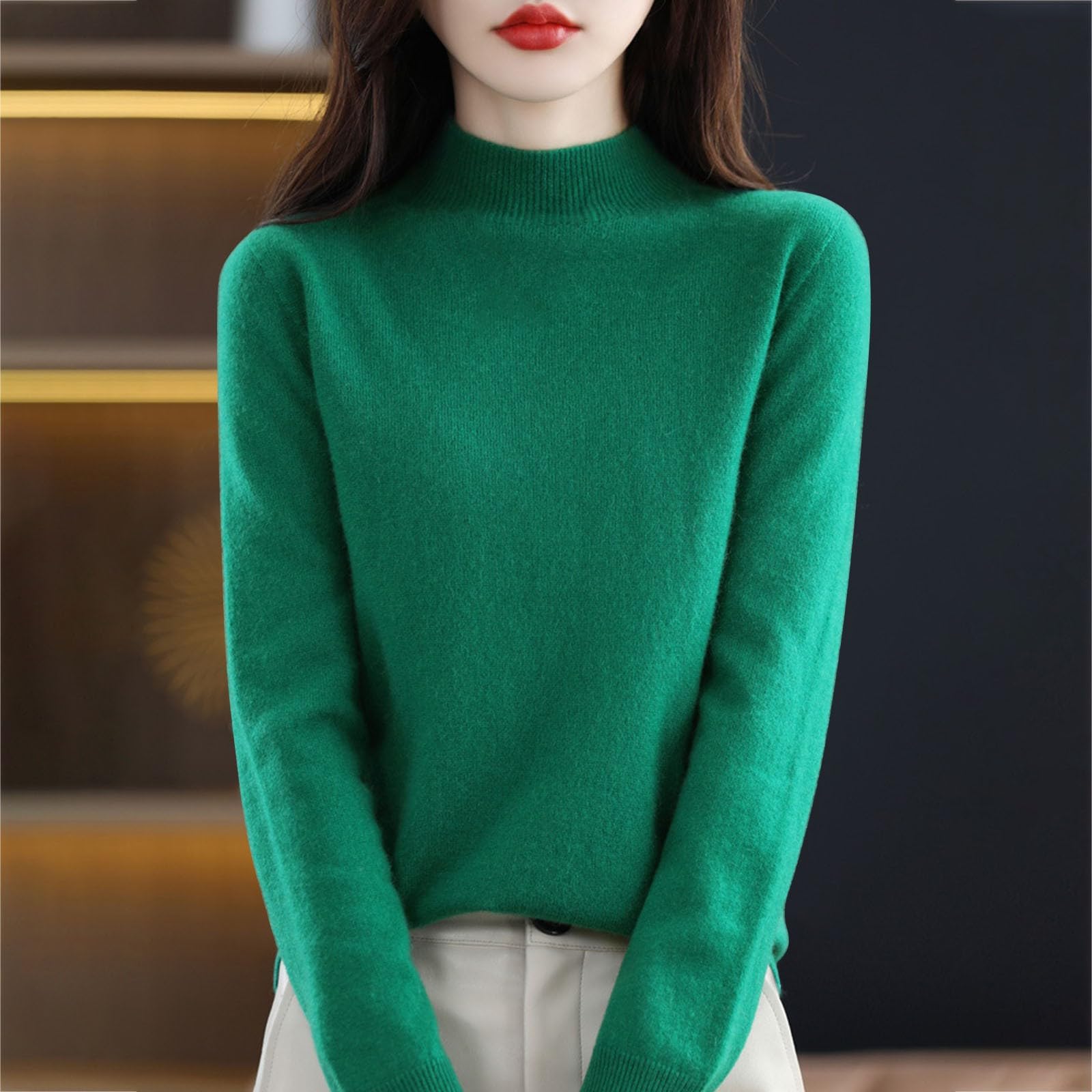 Droeadgor My+Orders+delivery Amazon+haul+Items+Clearance Amazon+Basics+Sweater Sale+Items My+Account All+Amazon Cashmere Sweaters for Women Green-1 L