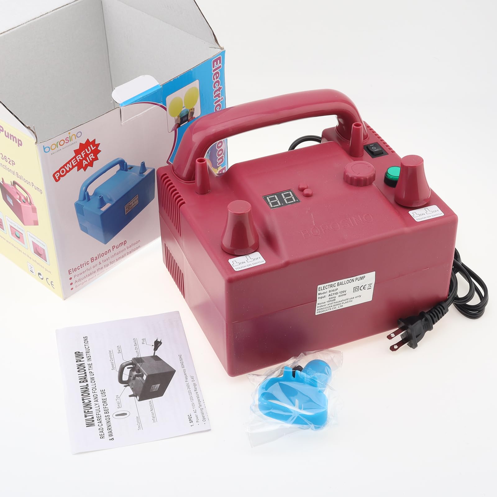 OriGlam Portable Electric Balloon Blower Pump, Dual Nozzle Balloon Air Inflator, 110V 680W with 2 Inflation Nozzles for Decoration