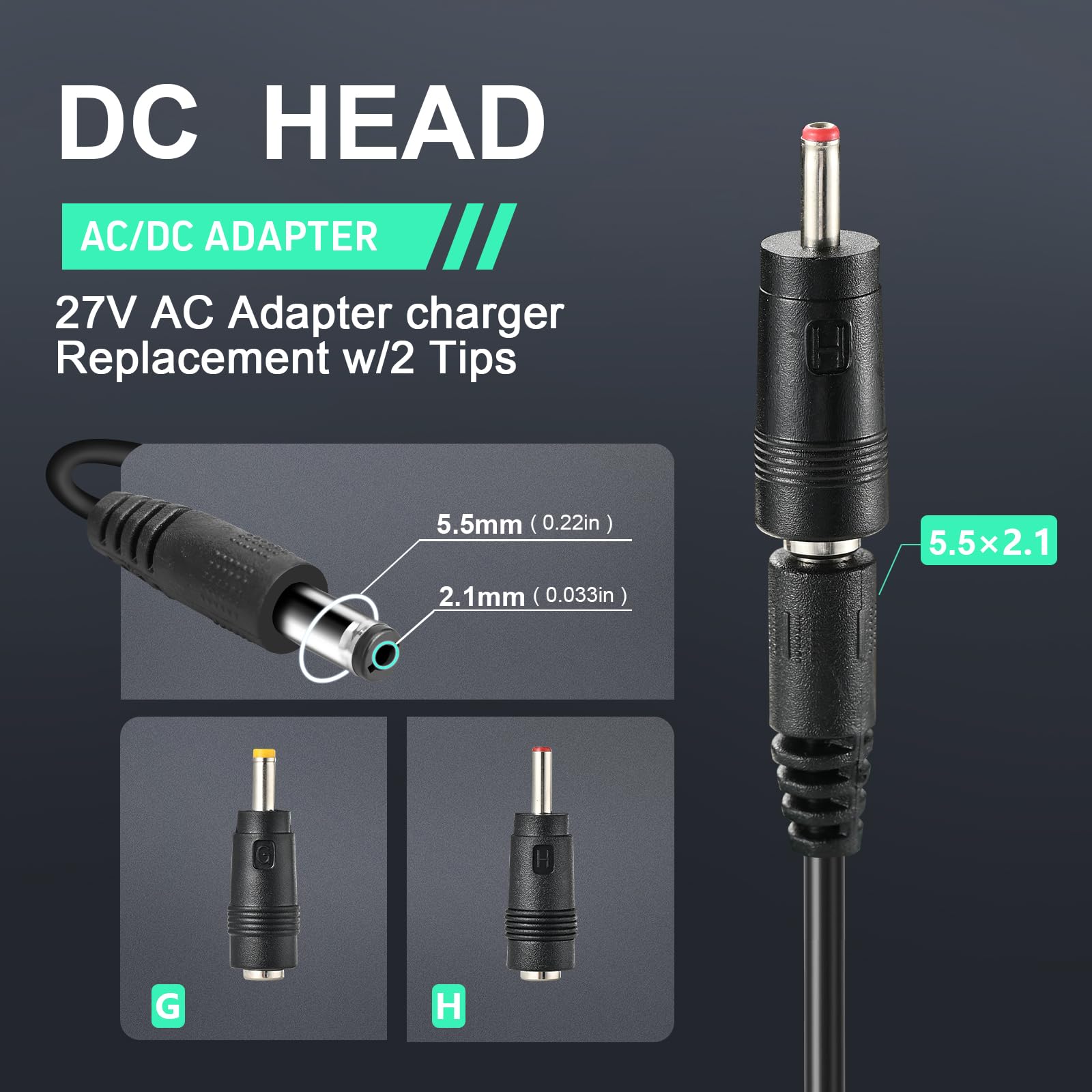 27V 1A DC Deep Tissue Cordless Adapter Massage Gun Charger for 2437599 1013002 1012667 1013985 Sharper Image vellax 1011666 Massage Gun Charger