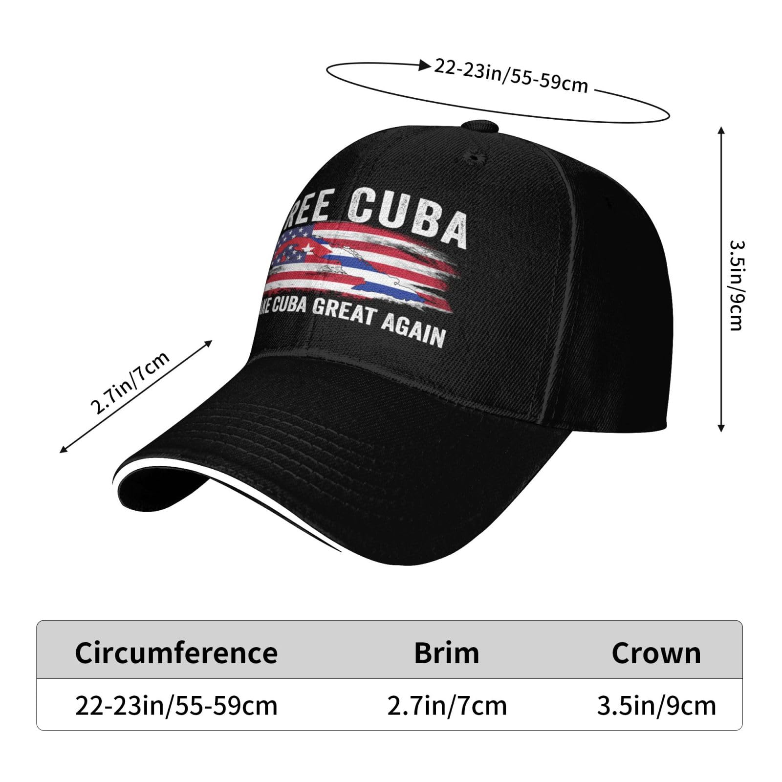 muciioa Free Cuba hat Make Cuba Great Again Cuban Flag Baseball Cap Black