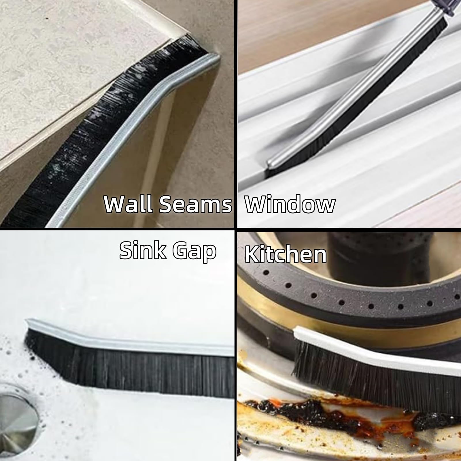 Cleaning Brush Hard Bristle Crevice Cleaning Brush Multifunctional Bathroom Cleaning Tools Toilet Brush Thin Cleaning Brush Corner Brush for Kitchen Home Shower Windows Vehicles Faucets Floor(4 PCS)