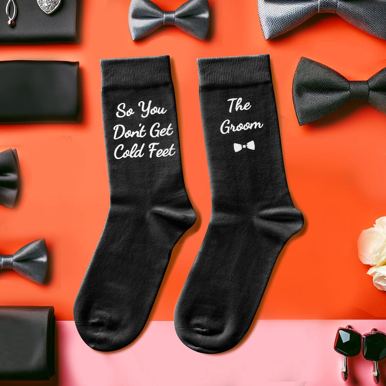 Zmart Groom Gifts from Bride Groom to be Gifts, Groom Socks for Wedding Day Cold Feet Socks for Groom Black