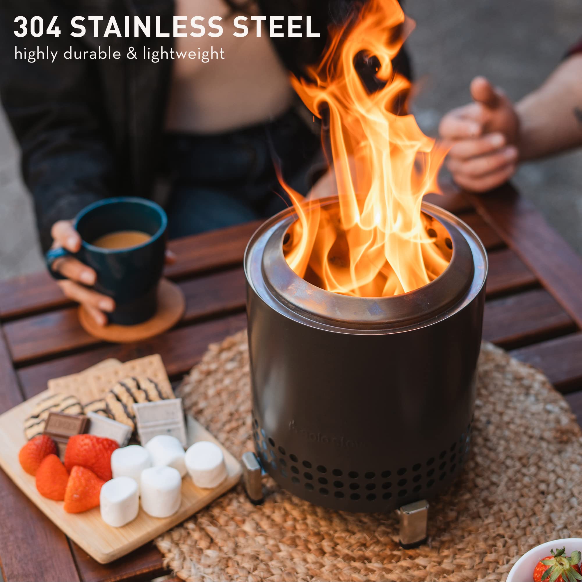 Solo Stove Mesa XL, 7 Inch Tabletop Fire Pit with Stand - Smokeless, Stainless Steel Fire Pit for Camping, Outdoor & Patio- Wood Burning or Pellet Fueled Portable Bonfire, 2.3lbs, Stainless Steel