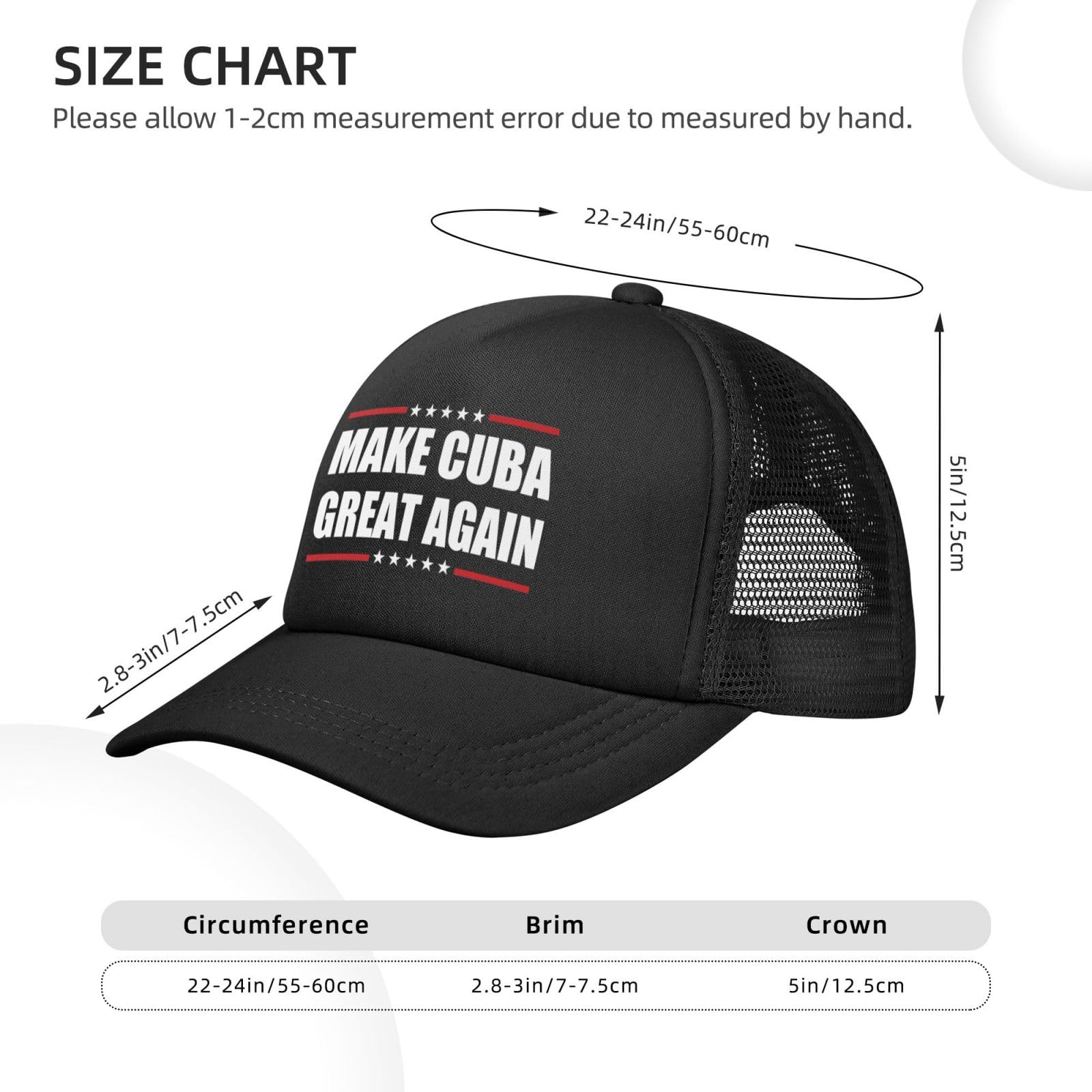 Men Hat Make Cuba Great Again Mesh Trucker Hat Baseball Cap Women Cowboy Hats Adjustable Golf Dad Hats Black -8