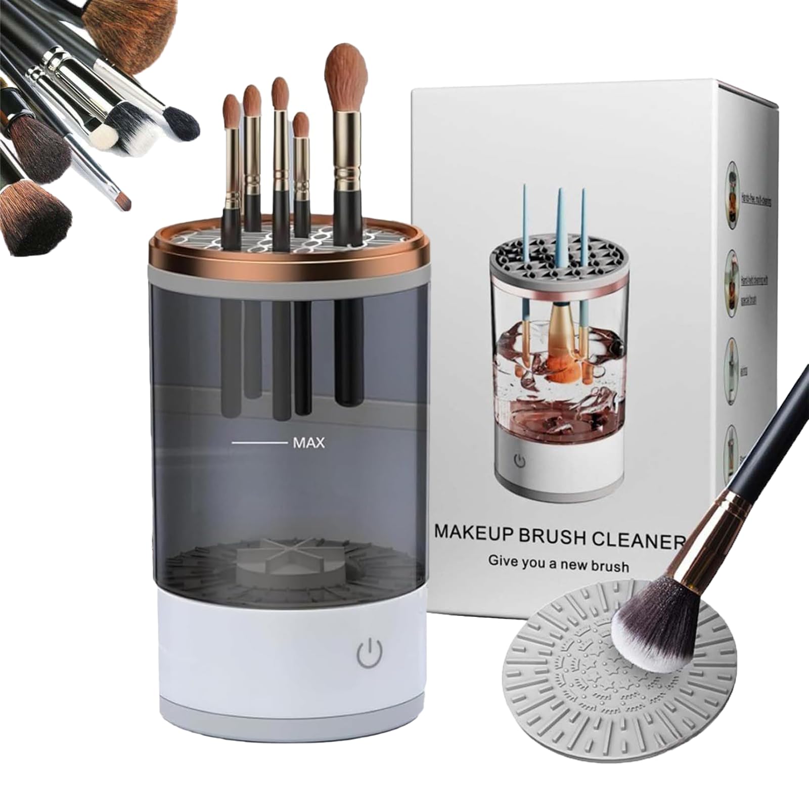 Makeup Brush Cleaner Machine - Cosmetic Brush Cleaner,Electric Makeup Brush Cleaner,Automatic Beauty Swirl Brush Cleaner,Deep Cleaning Machine (black-1pc)