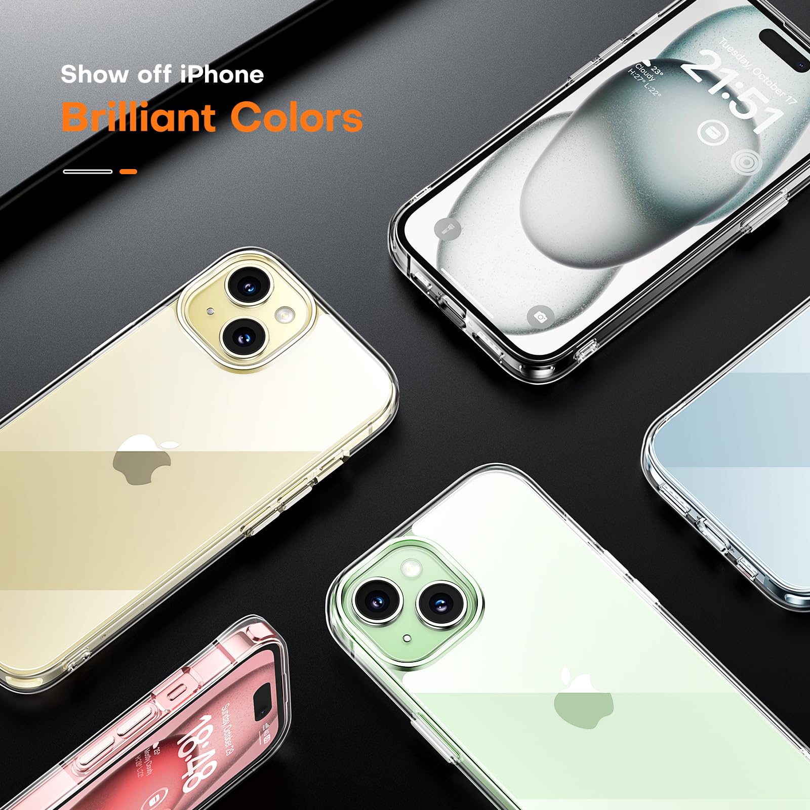 AEDILYS for iPhone 15 Case Clear, iPhone 15 Phone Case[Not Yellowing] [15FT Mil-Grade Protection] Slim Shockproof Phone Cases for iPhone 15 Case - HD Clear