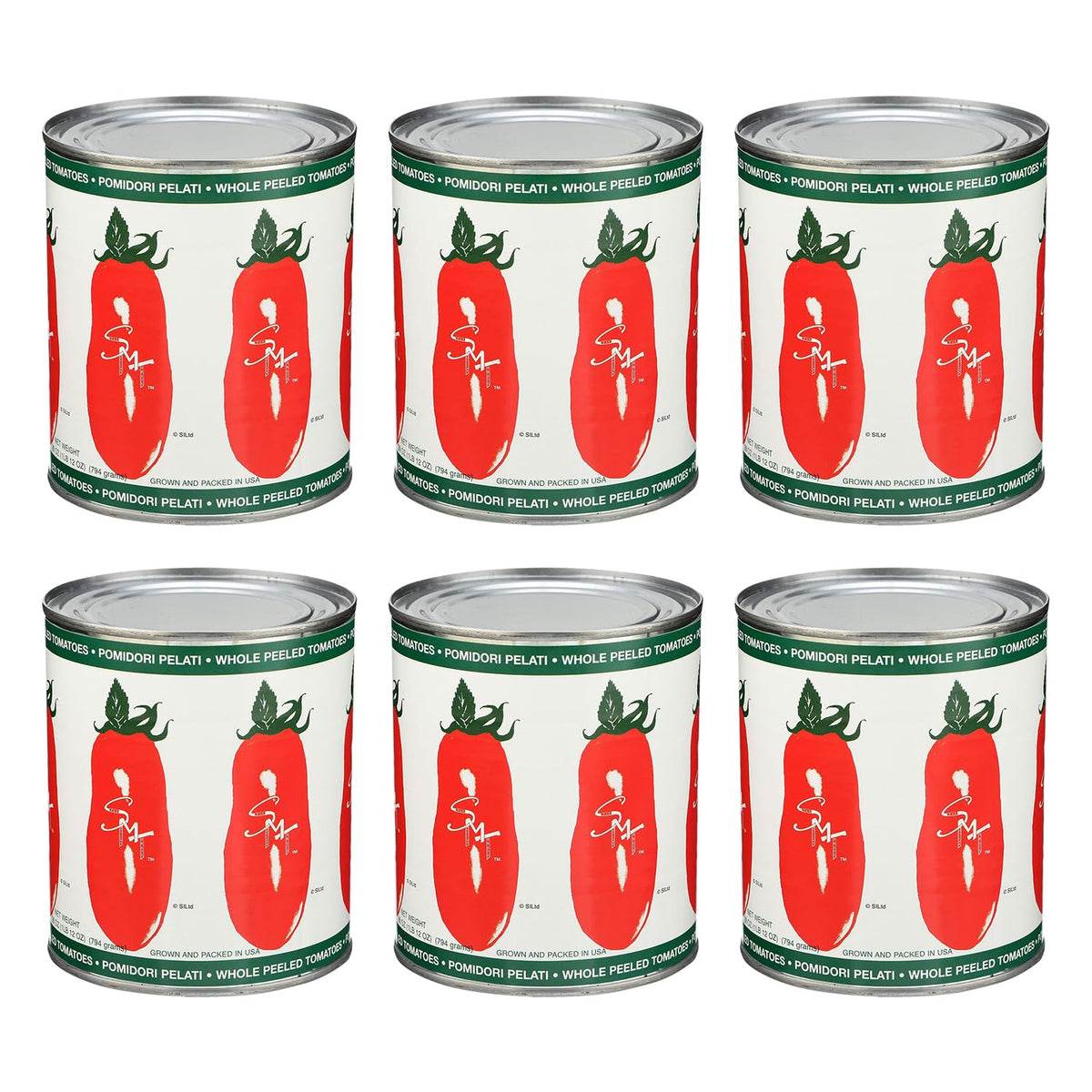 SMT San Merican Tomato Whole Peeled Tomatoes, 28oz (Pack of 6) - Grown in United States
